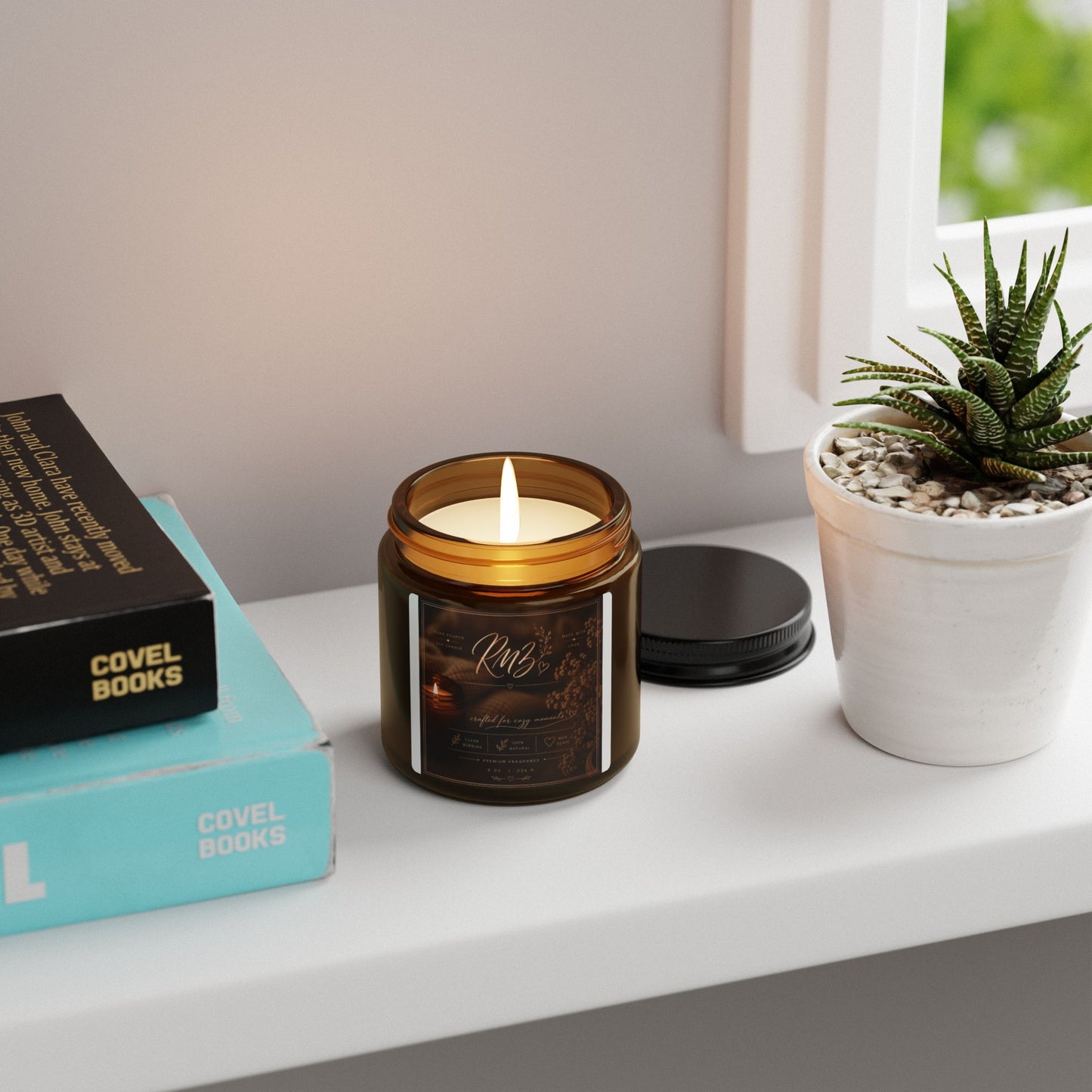 Amber Jar Soy Candle — Scented Aromatherapy Candle (Custom Label)