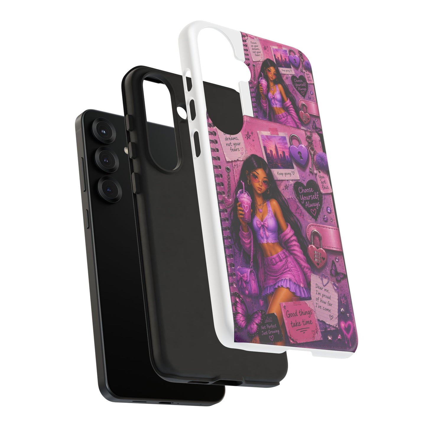 Purple Aesthetic Phone Case — Girl Collage 'Choose Yourself' Design
