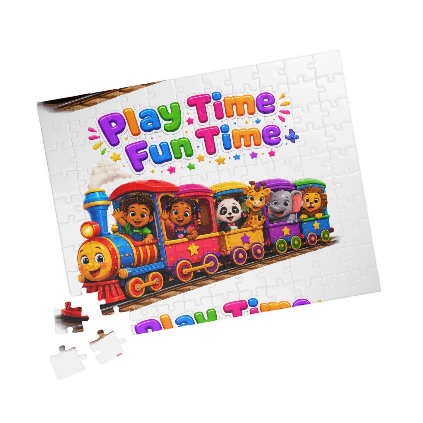 Play Time Fun Time Kids Puzzle — Colorful Train Jigsaw (110/252/520/1014 pcs)