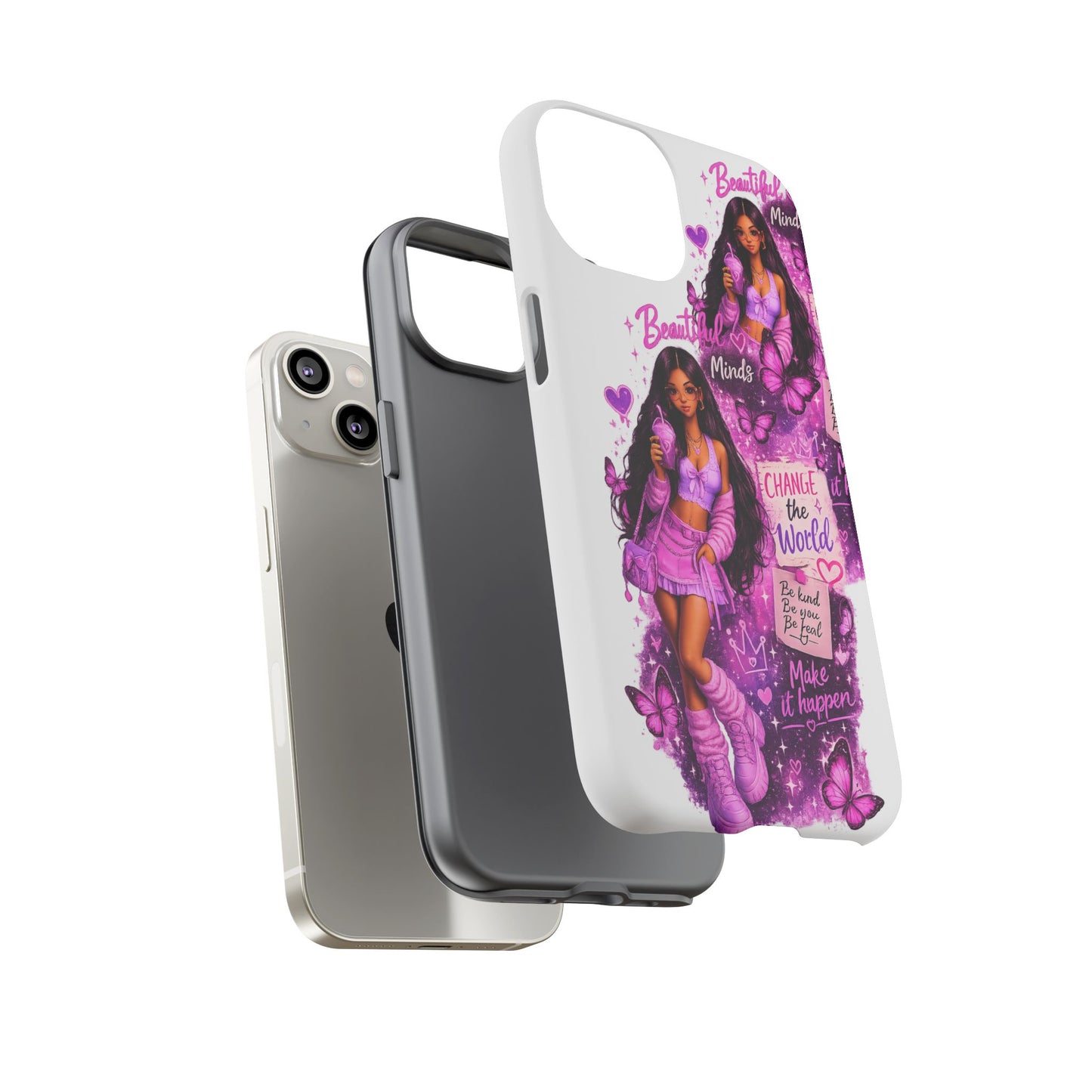 Empowered Girl Phone Case — Pink Butterfly ‘Change the World’ Design