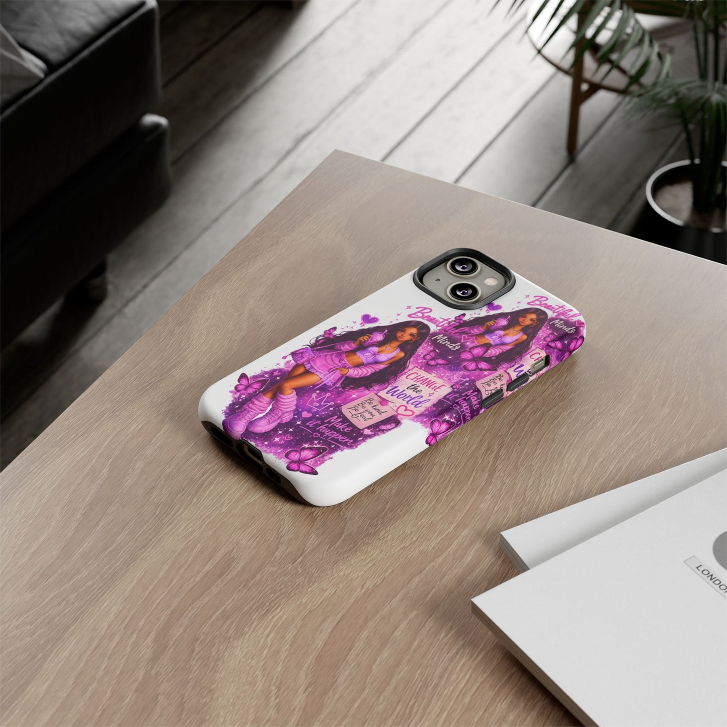 Empowered Girl Phone Case — Pink Butterfly ‘Change the World’ Design