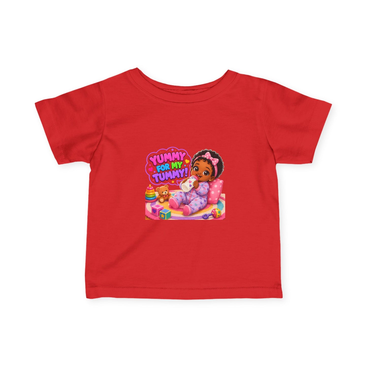 Infant Tee — "Yummy for My Tummy" Baby Girl Graphic Shirt