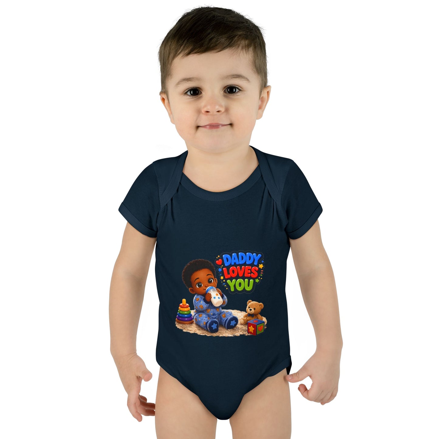 Daddy Loves You Infant Bodysuit — Cute Baby Boy Onesie with Toys Graphic