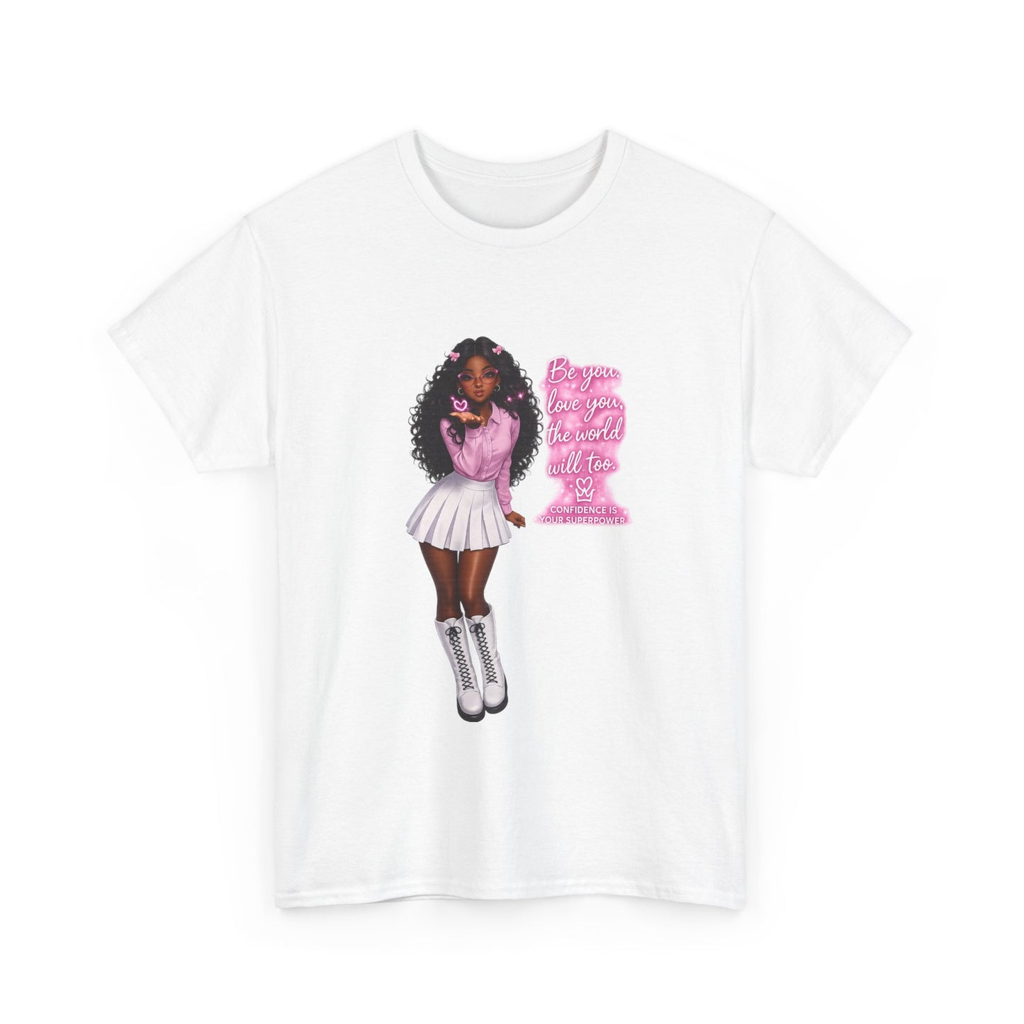 Afro Pink Cheerleader Tee – "Queen" Graphic Cotton T-Shirt