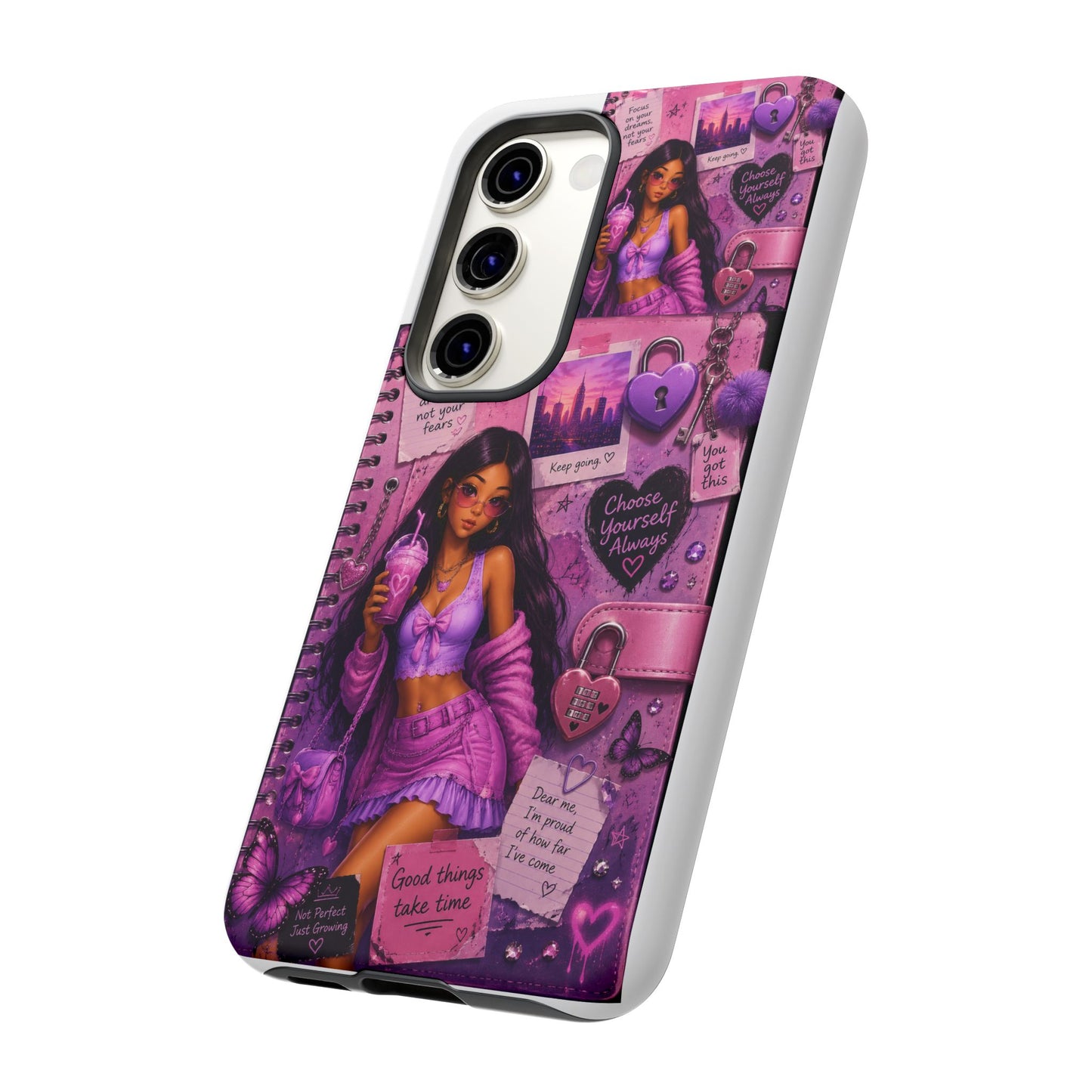 Purple Aesthetic Phone Case — Girl Collage 'Choose Yourself' Design