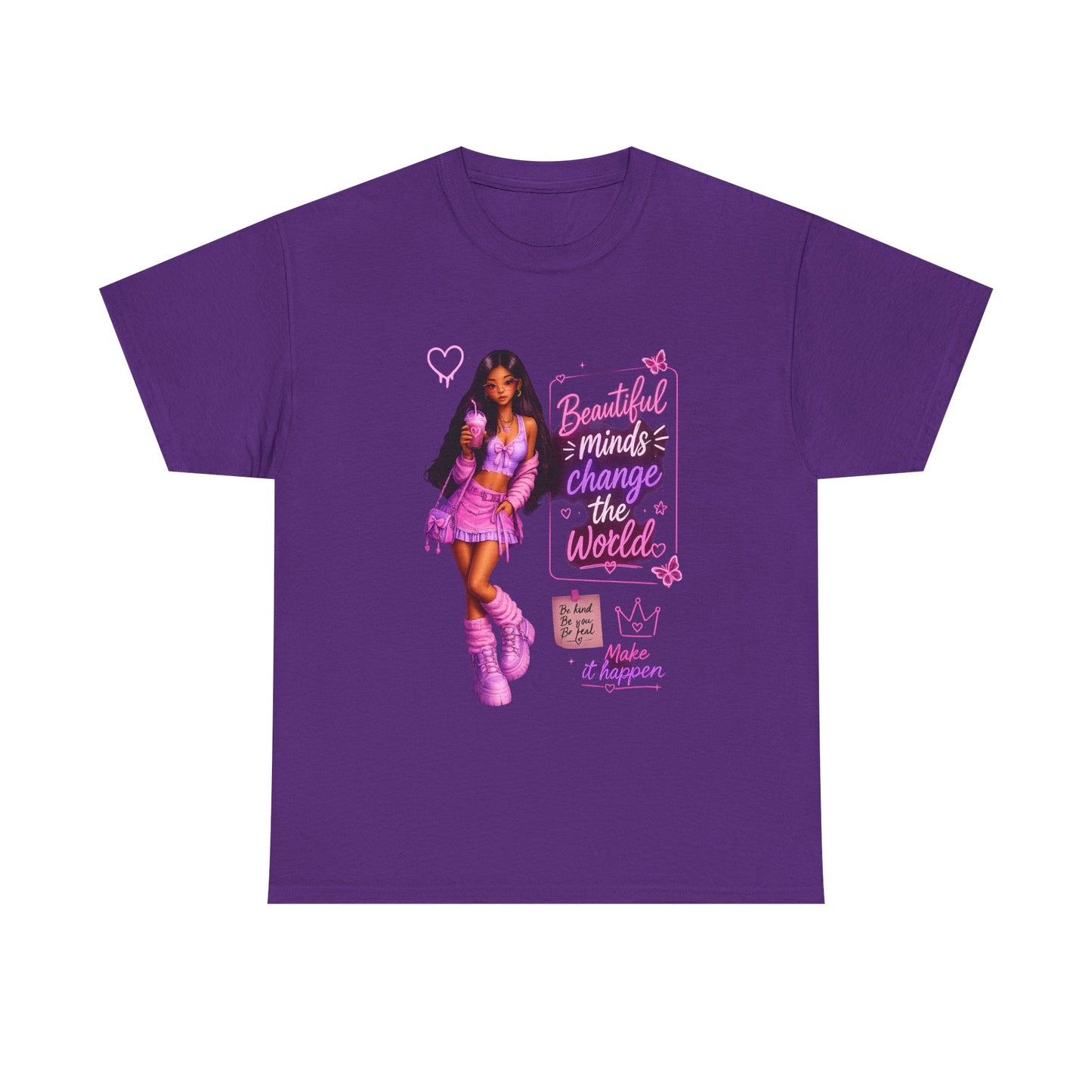 Beautiful Minds Change the World Tee - Pink Barbiecore Graphic Shirt