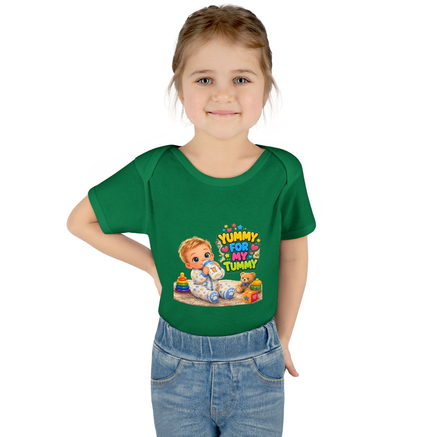 Yummy for My Tummy Baby Bodysuit — Cute Infant Feeding Onesie