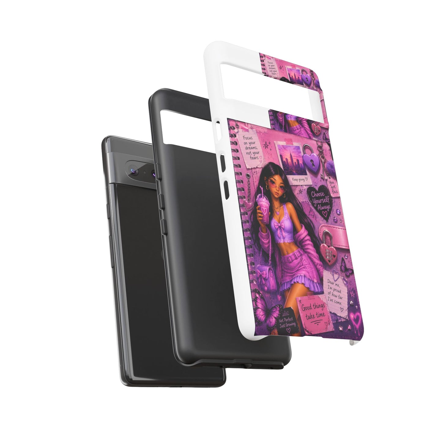 Purple Aesthetic Phone Case — Girl Collage 'Choose Yourself' Design