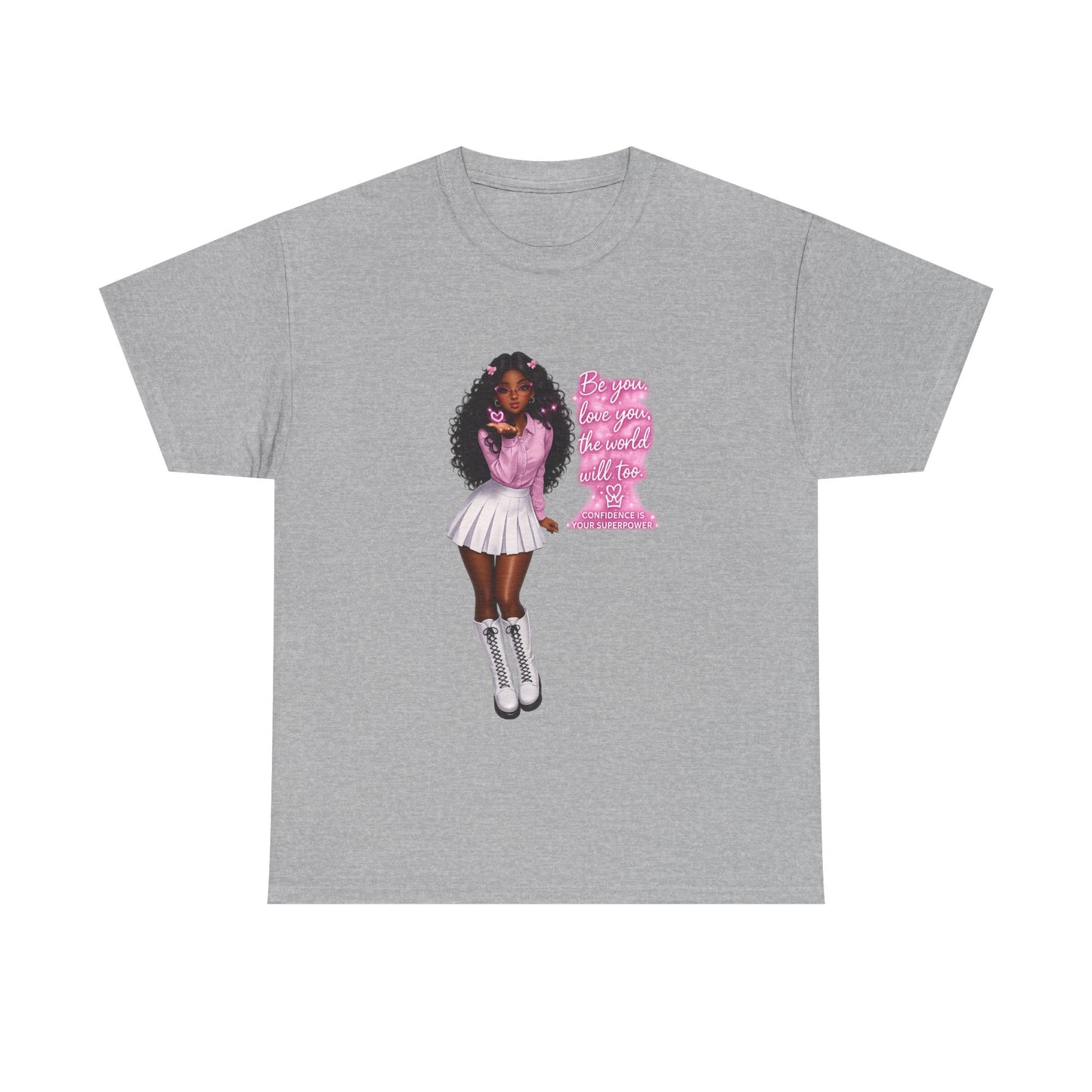 Afro Pink Cheerleader Tee – "Queen" Graphic Cotton T-Shirt
