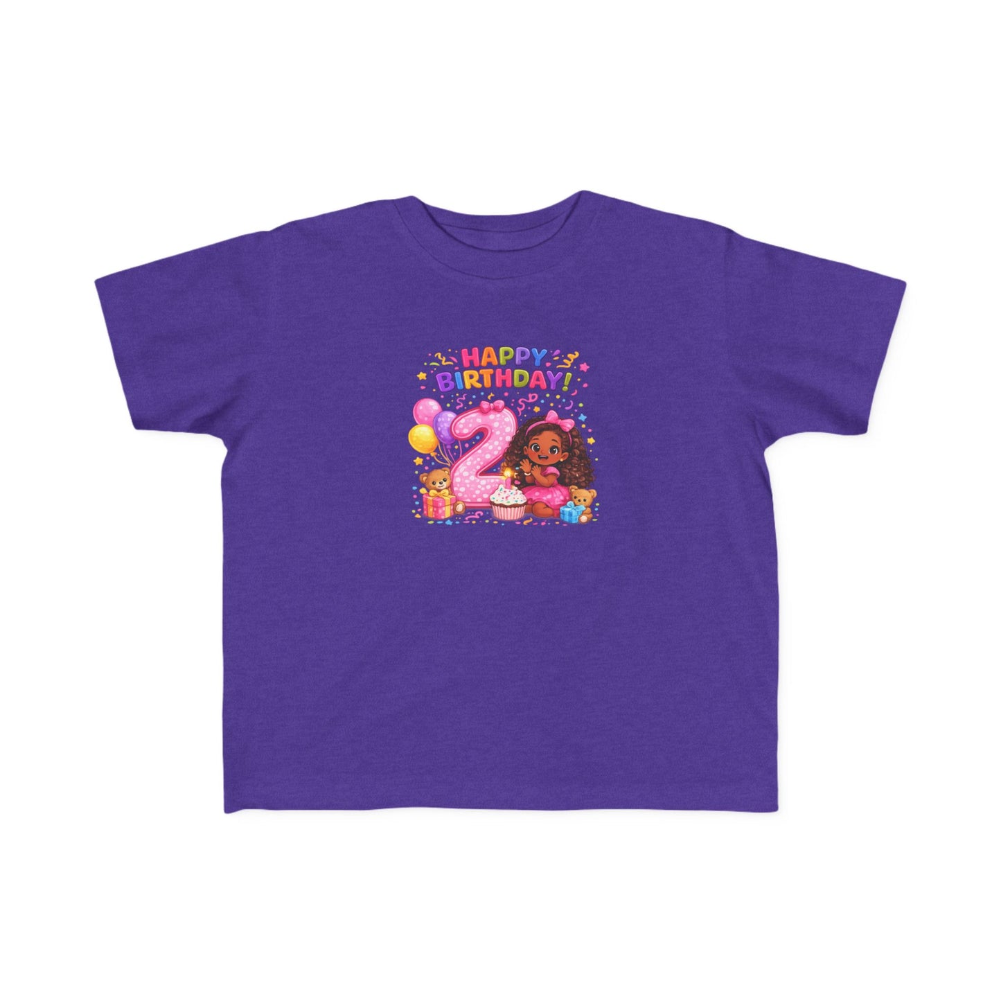 Toddler Birthday Tee — "Happy Birthday 2" Girl Balloon Party Shirt