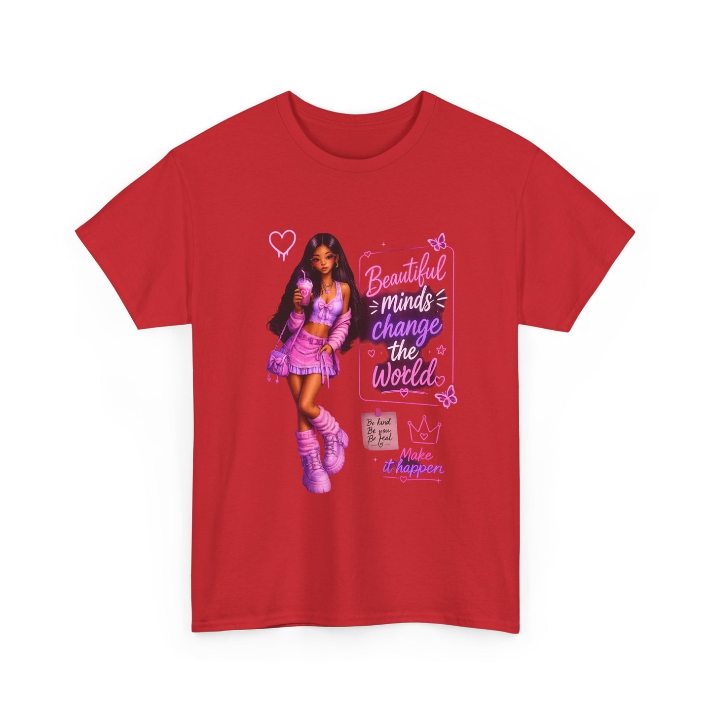 Beautiful Minds Change the World Tee - Pink Barbiecore Graphic Shirt