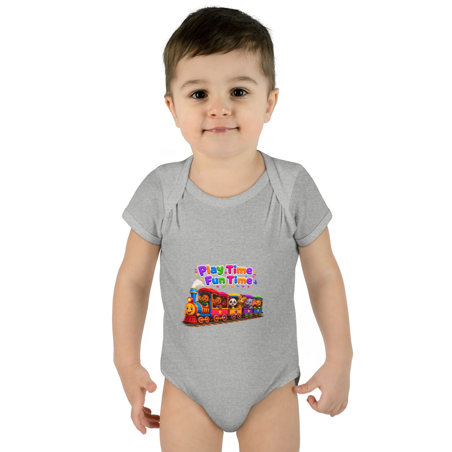 Play Time Fun Time Train Baby Bodysuit — Colorful Infant Onesie
