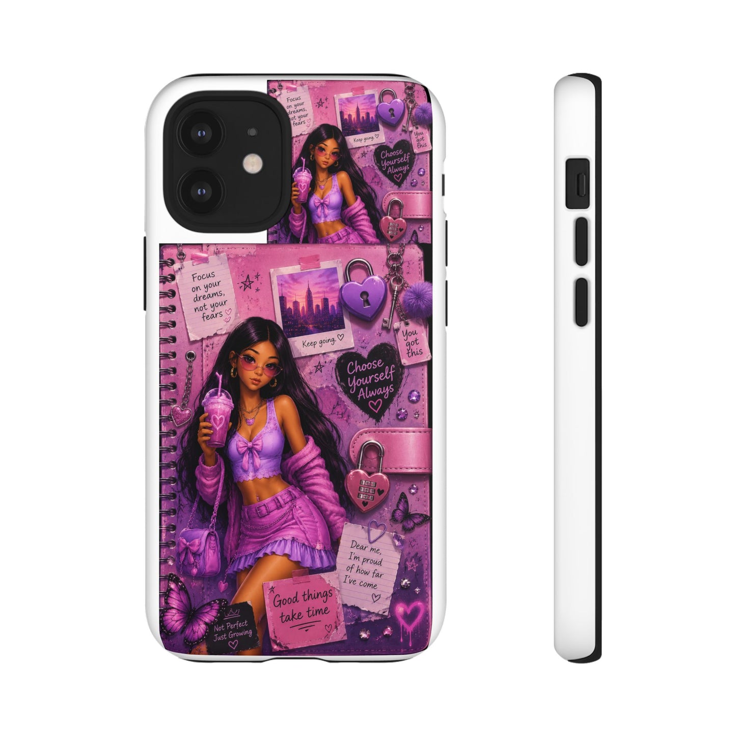 Purple Aesthetic Phone Case — Girl Collage 'Choose Yourself' Design