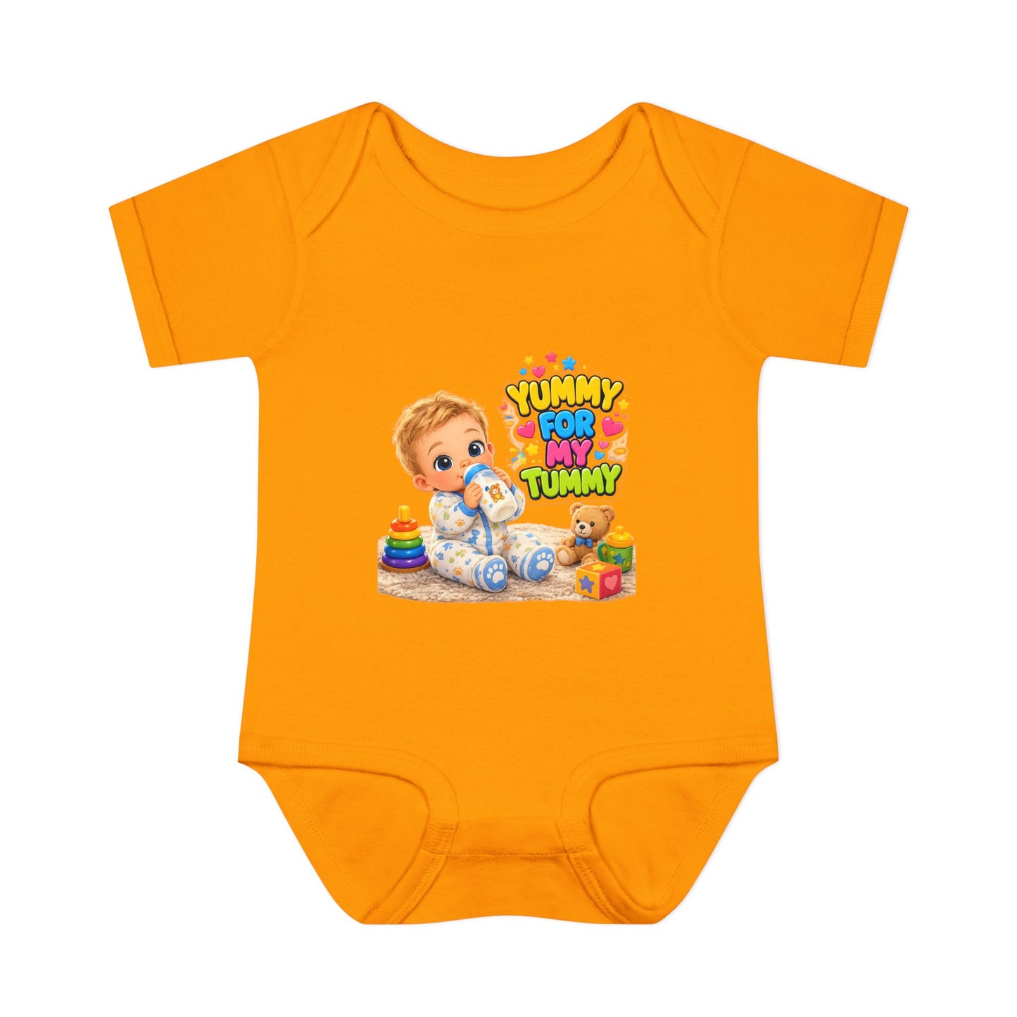 Yummy for My Tummy Baby Bodysuit — Cute Infant Feeding Onesie