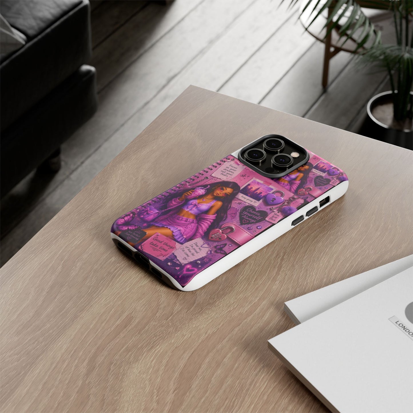 Purple Aesthetic Phone Case — Girl Collage 'Choose Yourself' Design