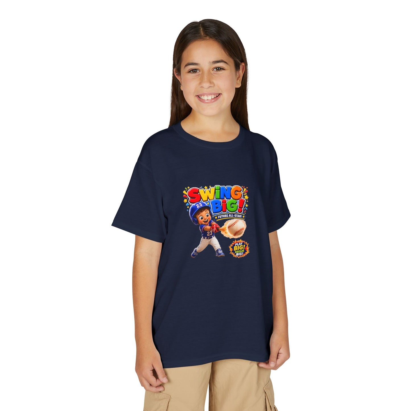 Youth T-Shirt - "SWING BIG!" Baseball Design | Kids Sports Tee