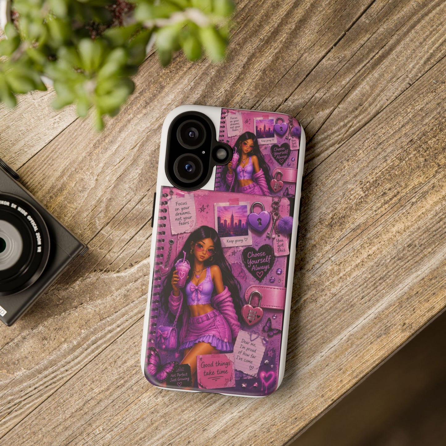 Purple Aesthetic Phone Case — Girl Collage 'Choose Yourself' Design