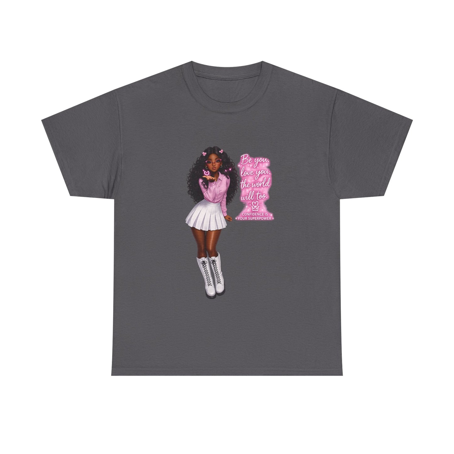 Afro Pink Cheerleader Tee – "Queen" Graphic Cotton T-Shirt