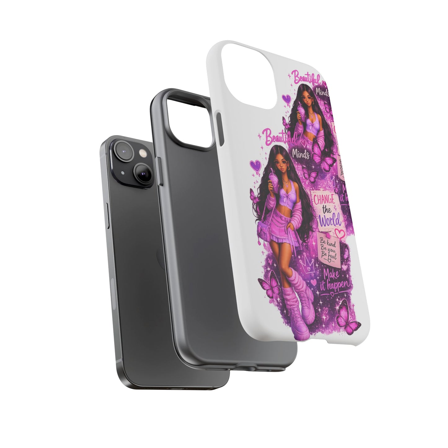 Empowered Girl Phone Case — Pink Butterfly ‘Change the World’ Design