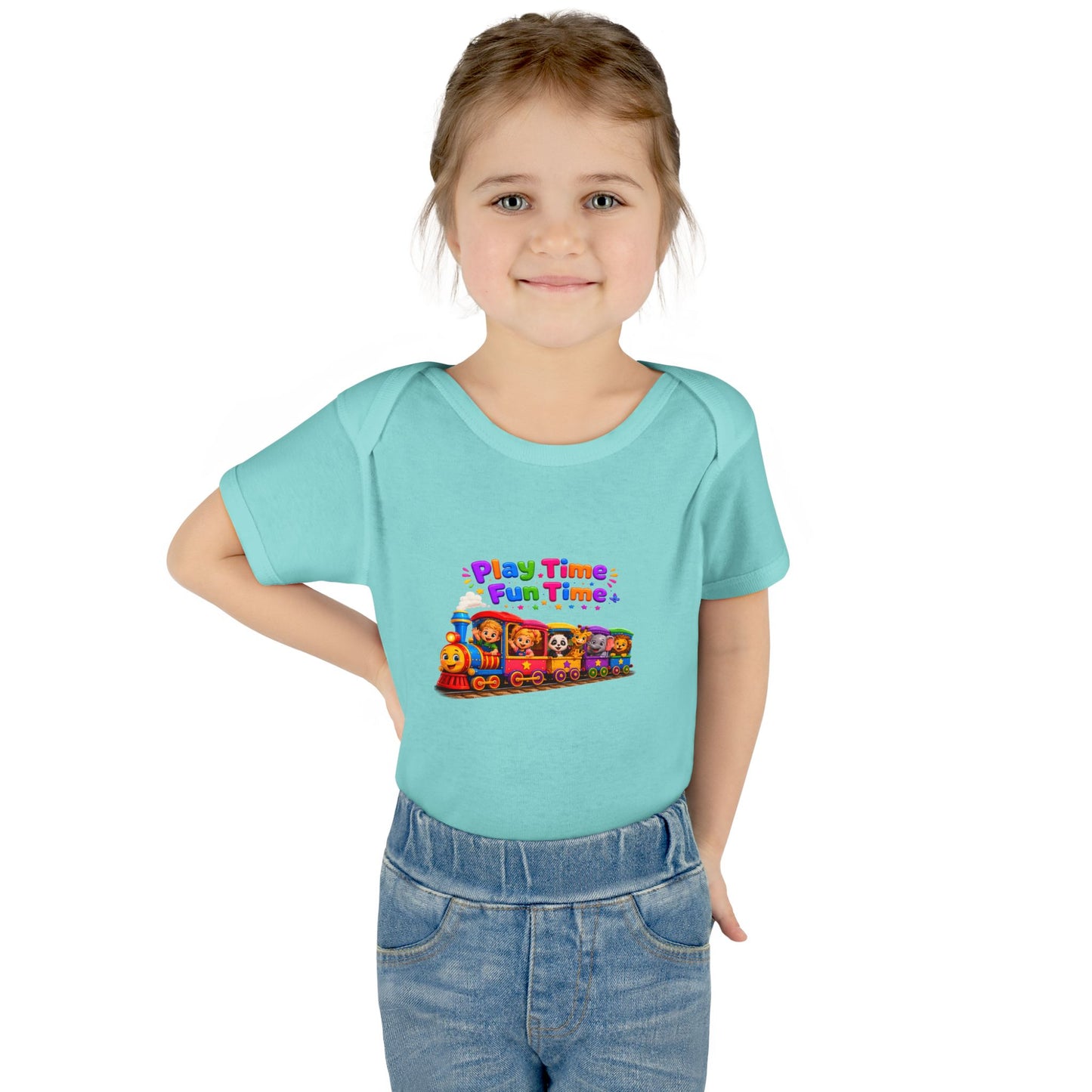 Play Time Fun Time Baby Bodysuit — Colorful Train Infant Onesie