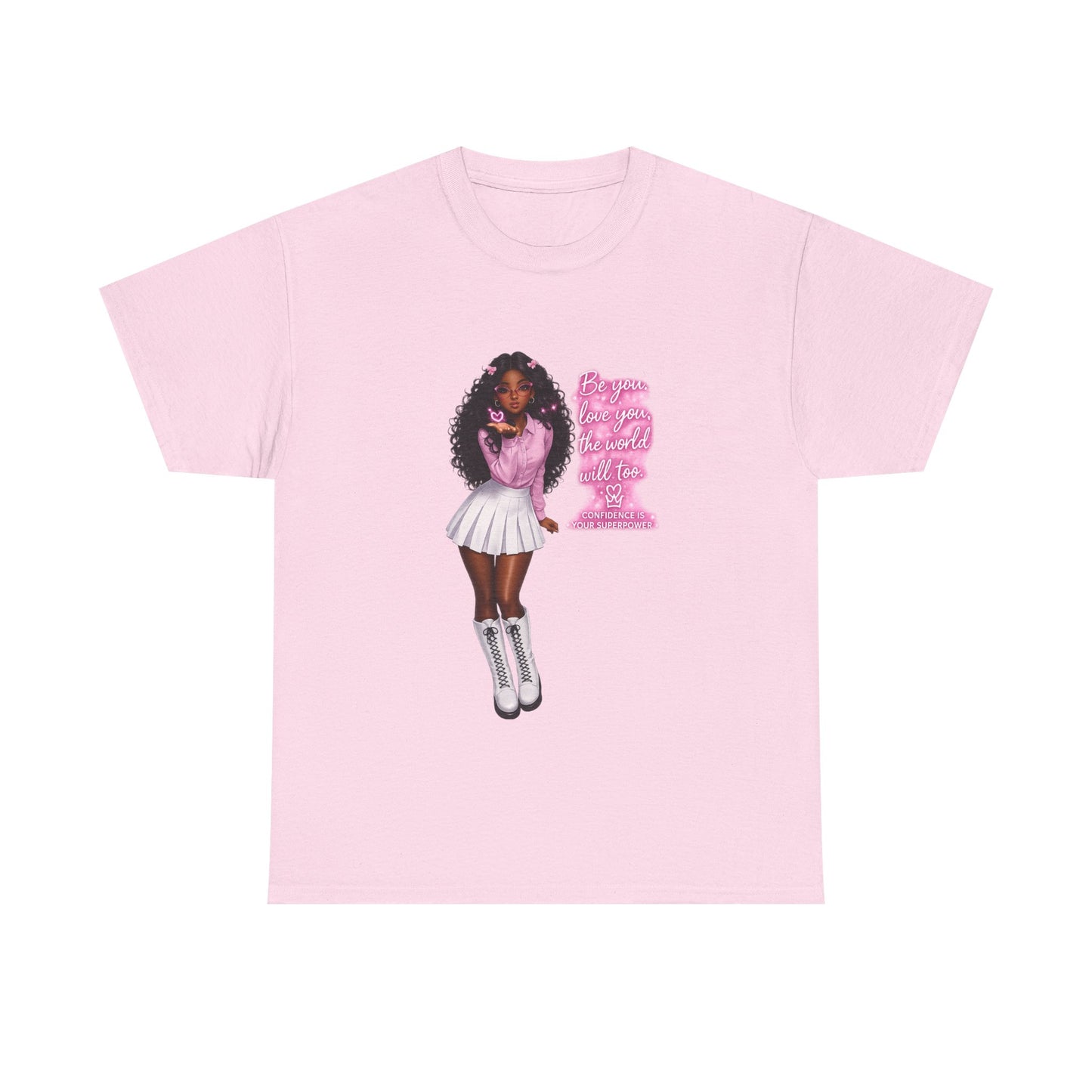 Afro Pink Cheerleader Tee – "Queen" Graphic Cotton T-Shirt