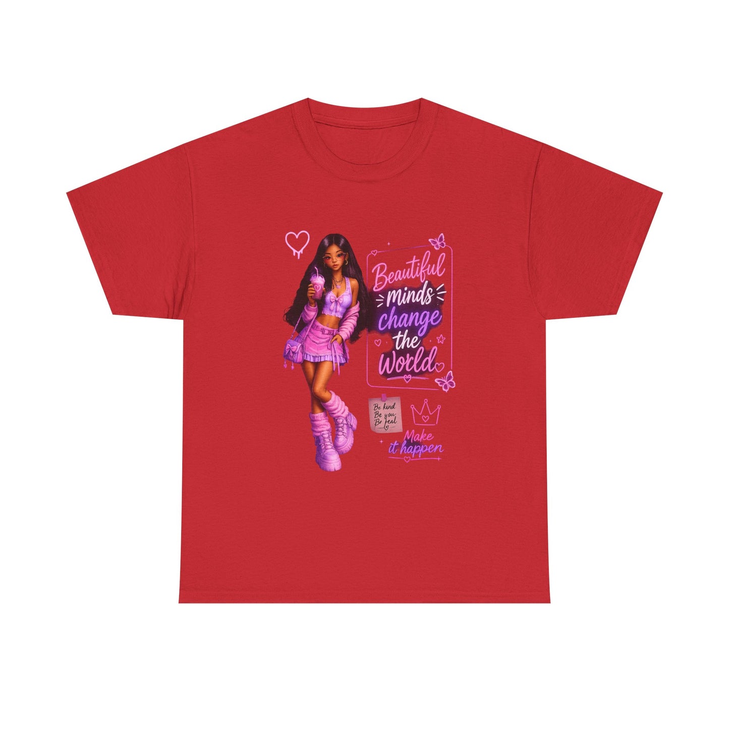 Beautiful Minds Change the World Tee - Pink Barbiecore Graphic Shirt
