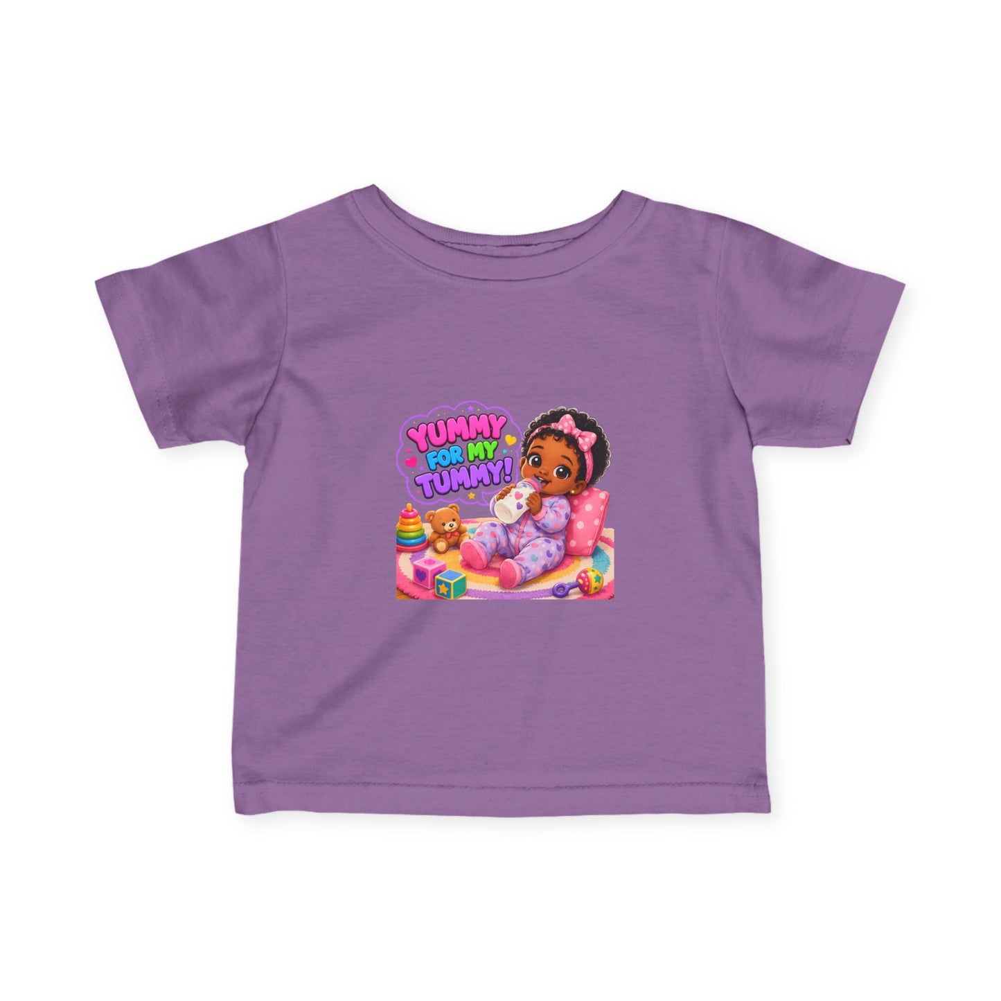 Infant Tee — "Yummy for My Tummy" Baby Girl Graphic Shirt