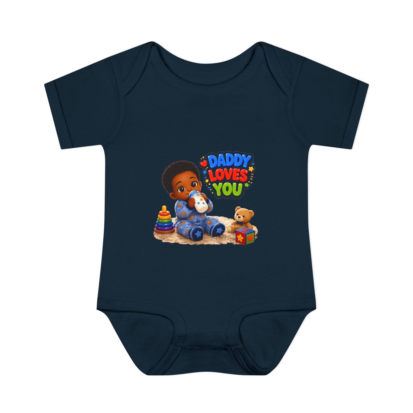 Daddy Loves You Infant Bodysuit — Cute Baby Boy Onesie with Toys Graphic