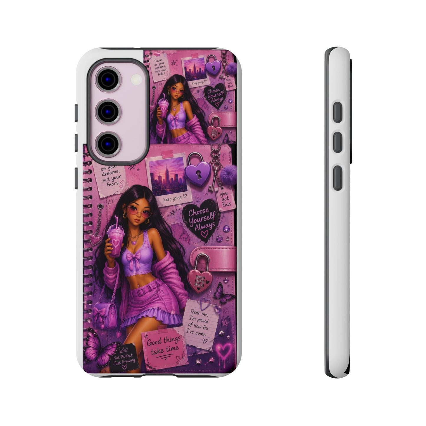Purple Aesthetic Phone Case — Girl Collage 'Choose Yourself' Design