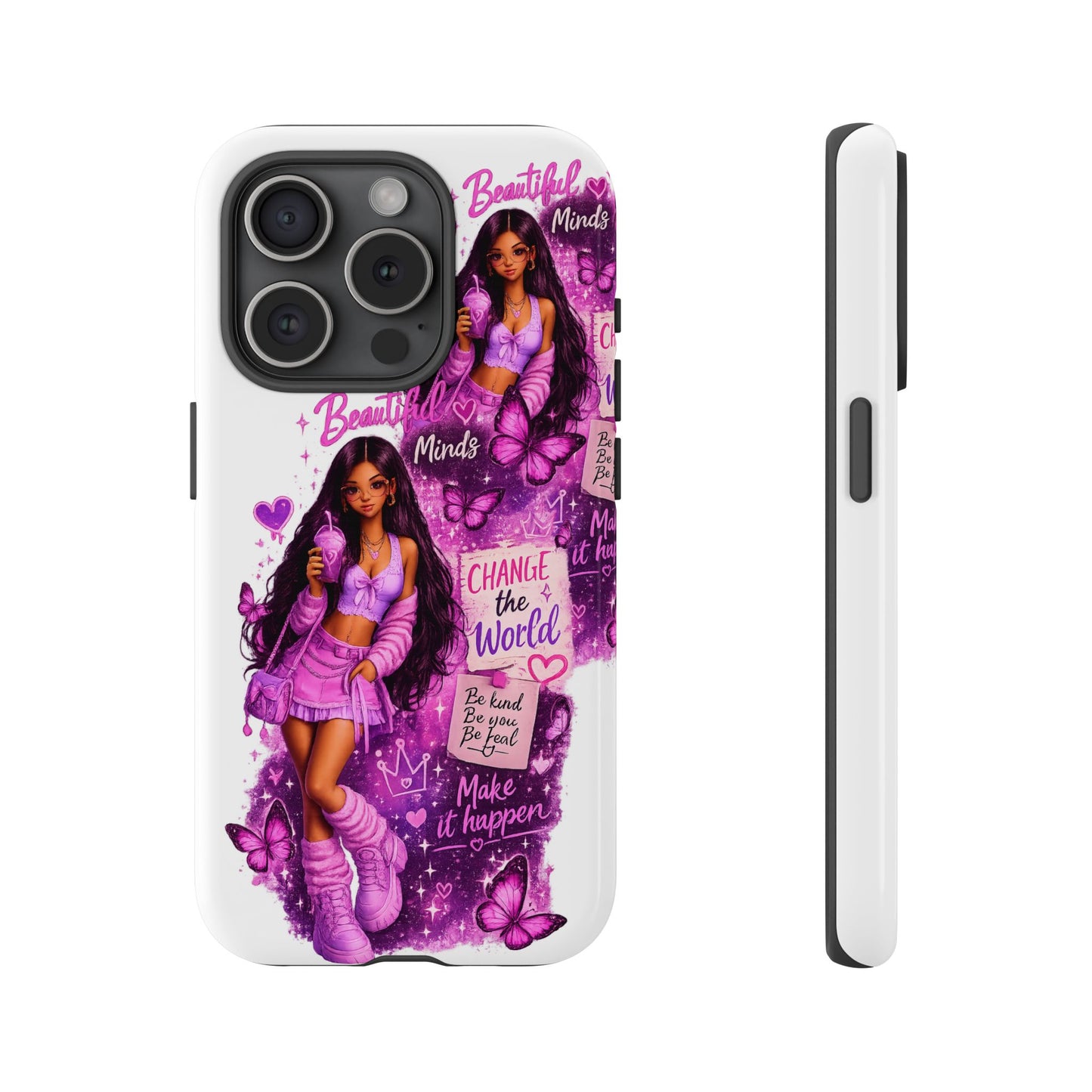 Empowered Girl Phone Case — Pink Butterfly ‘Change the World’ Design