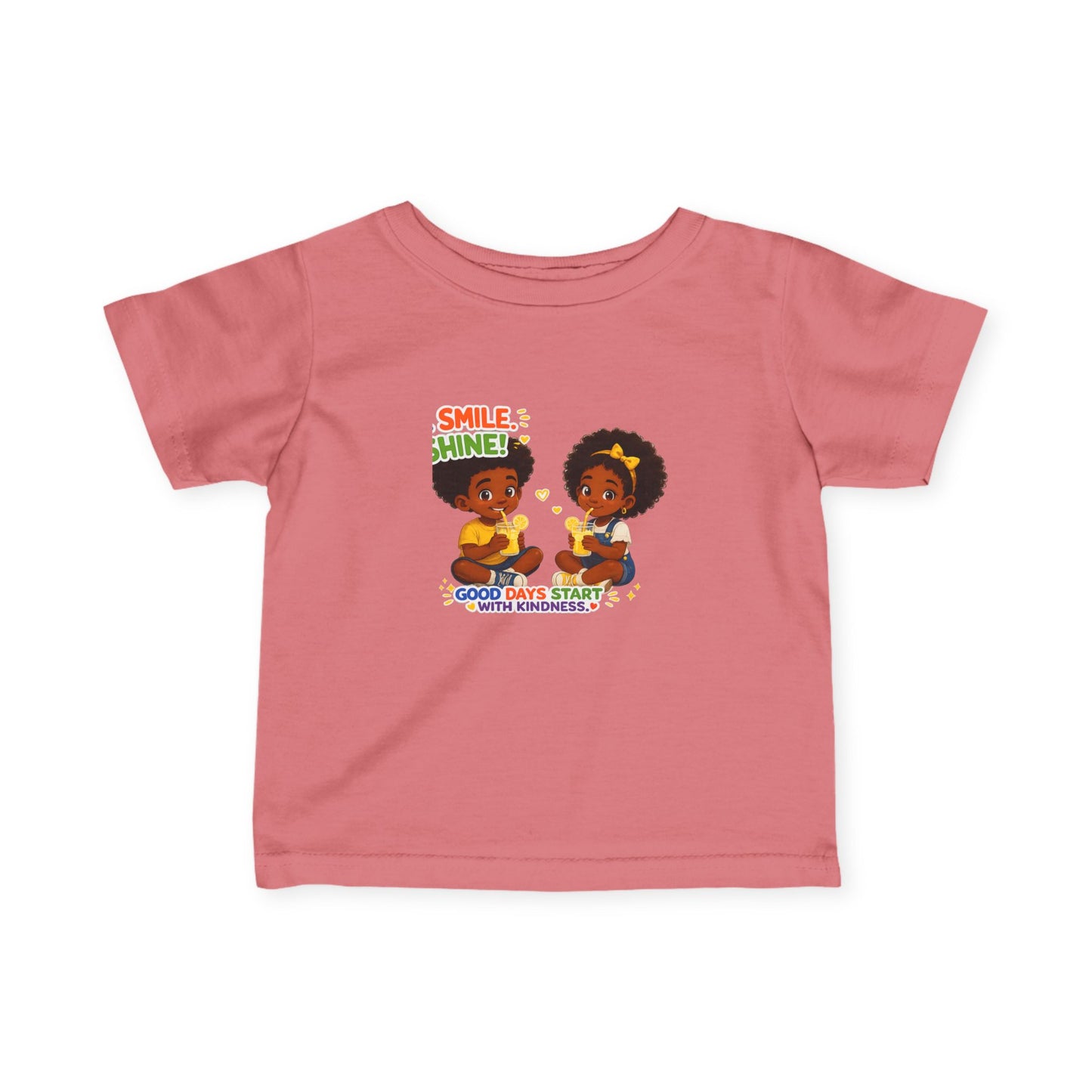 Infant Tee — "Smile, Shine! Good Days Start With Breakfast" Cute African American Kids Graphic