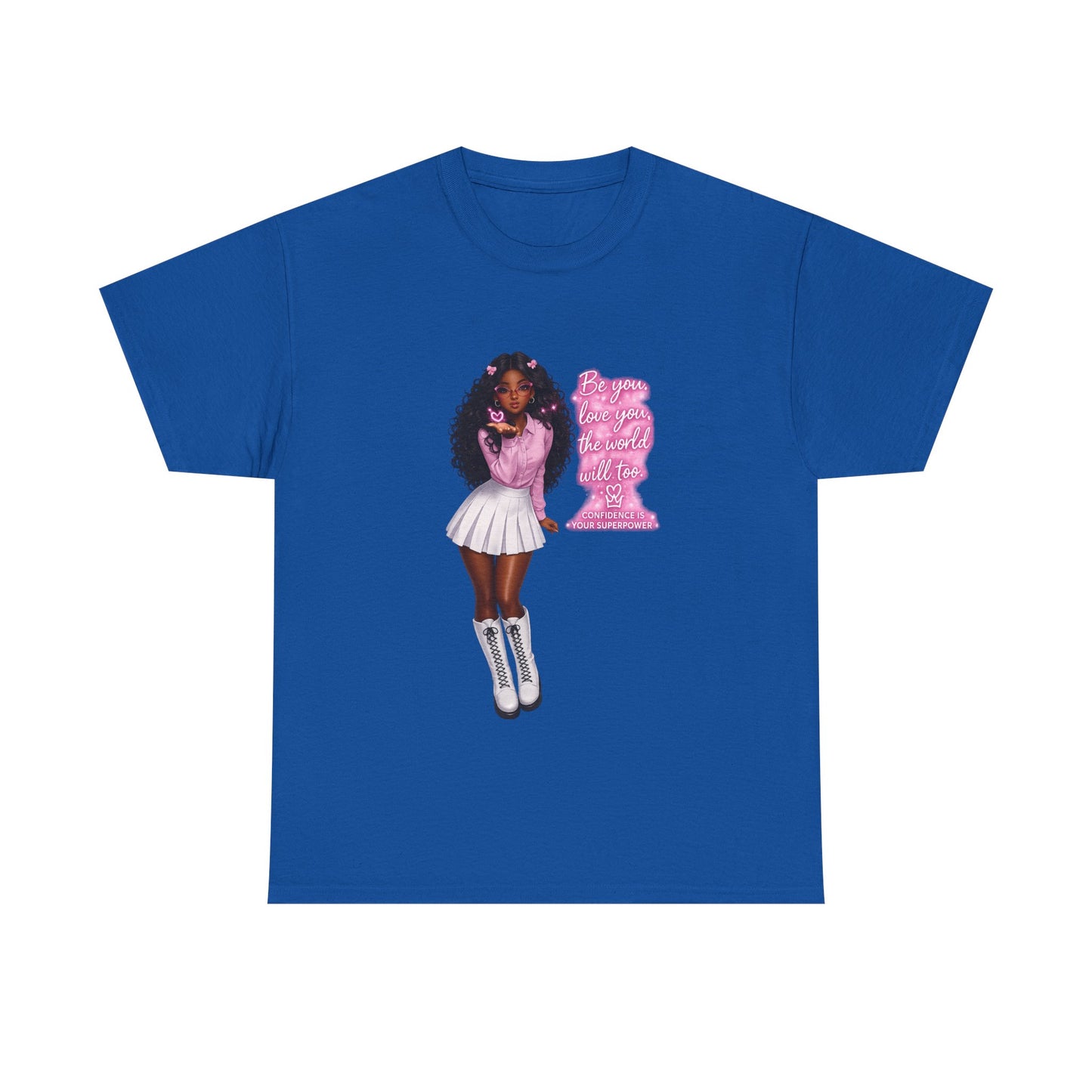 Afro Pink Cheerleader Tee – "Queen" Graphic Cotton T-Shirt