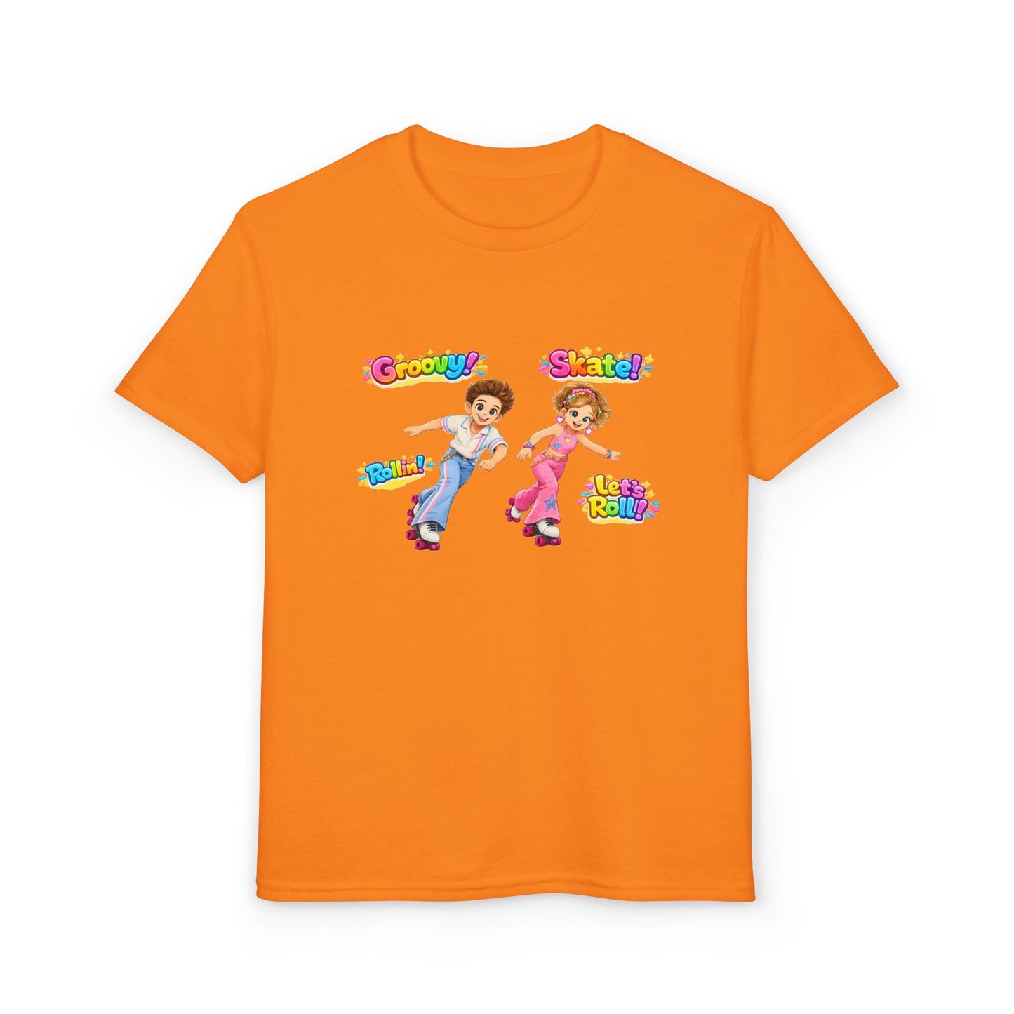 Youth Roller Skating T-Shirt — "Groovy! Skater!" Colorful Retro Kids Tee