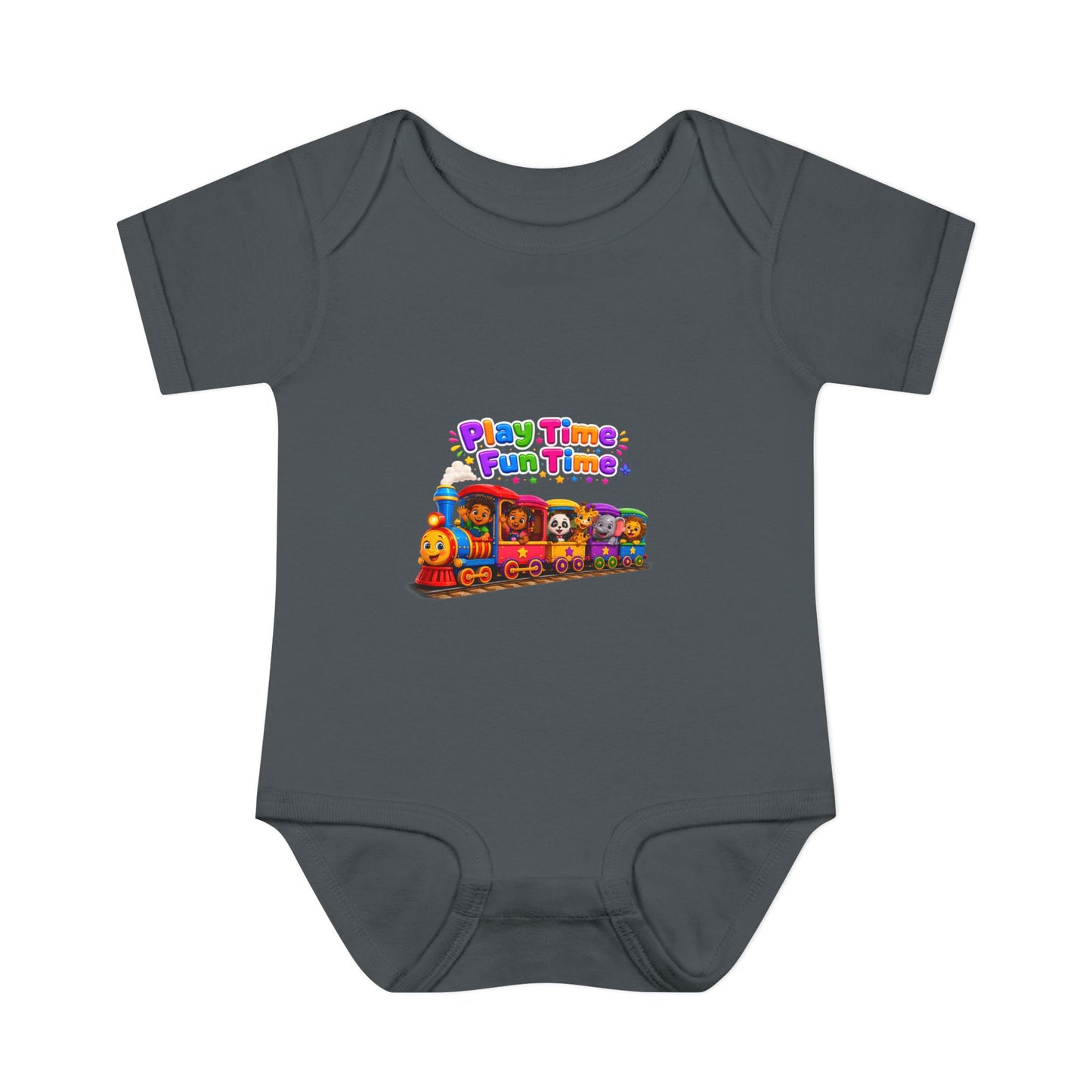 Play Time Fun Time Train Baby Bodysuit — Colorful Infant Onesie