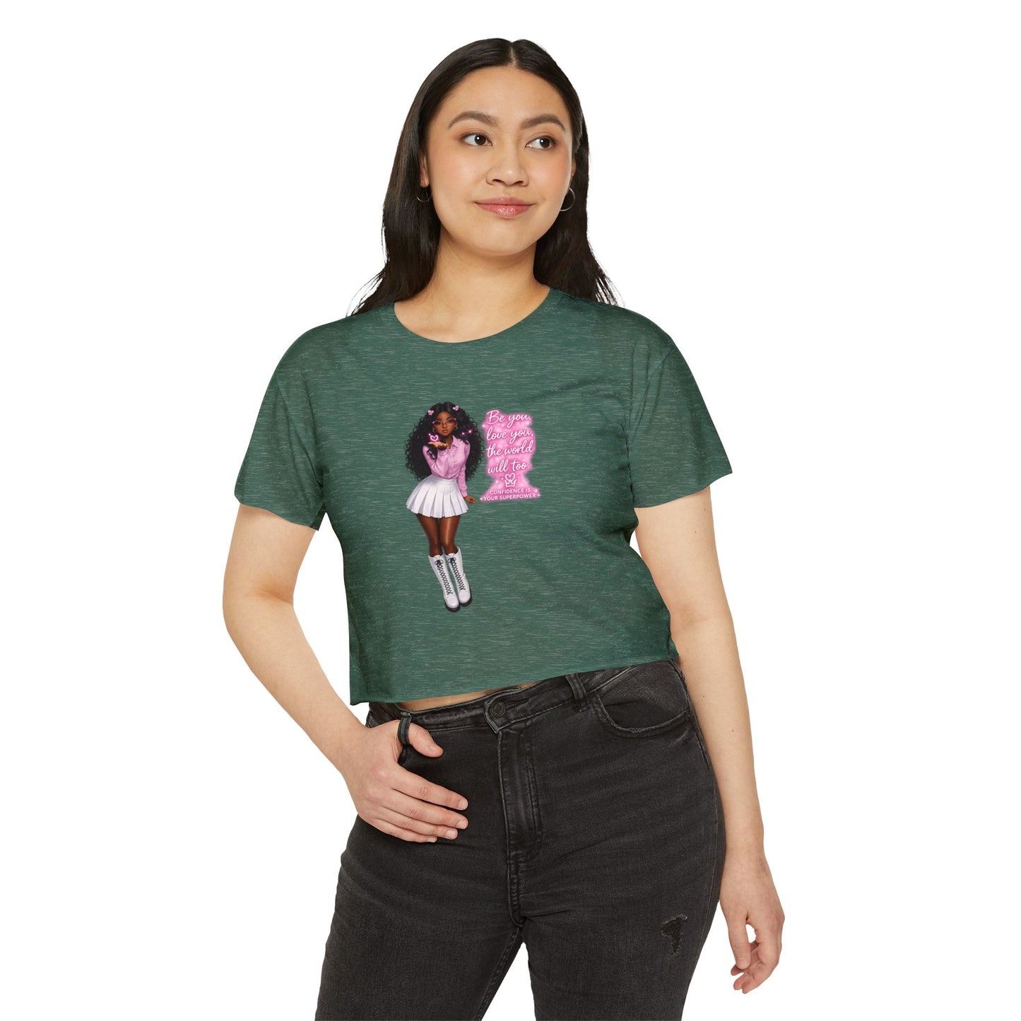 Festival Crop Top — Pink Glitter Doll Graphic Women’s Party Tee