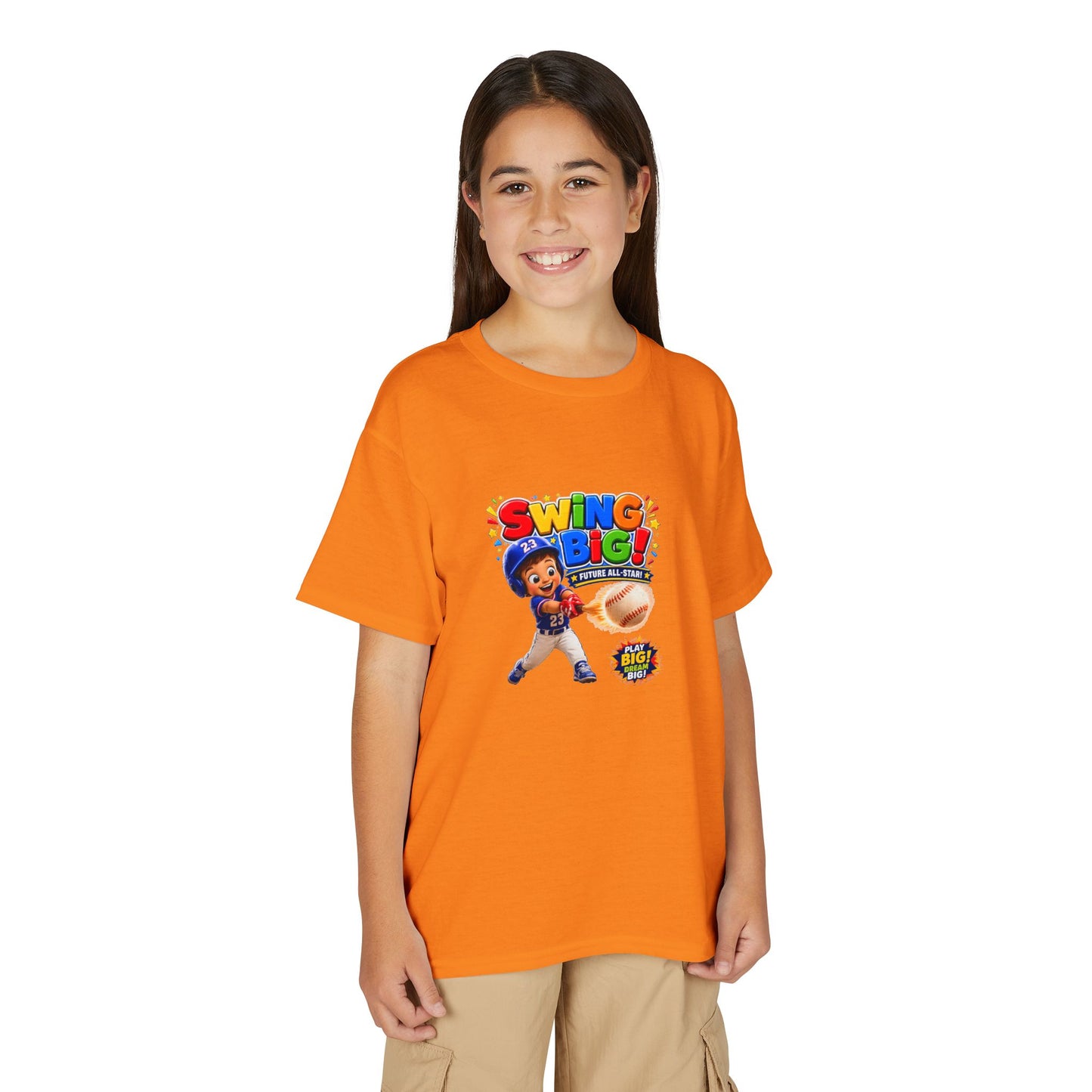 Youth T-Shirt - "SWING BIG!" Baseball Design | Kids Sports Tee