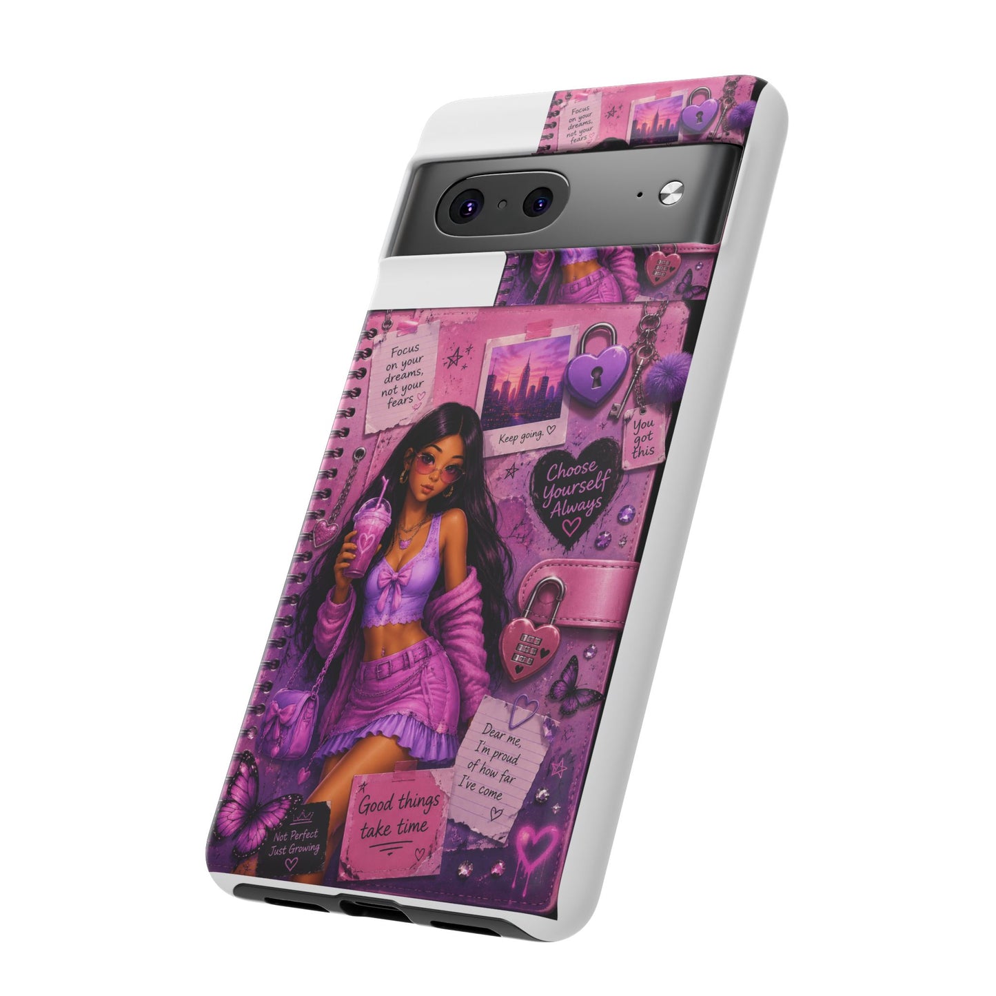 Purple Aesthetic Phone Case — Girl Collage 'Choose Yourself' Design