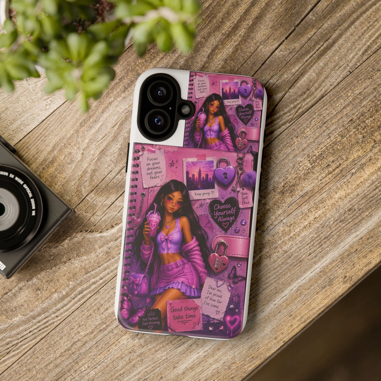 Purple Aesthetic Phone Case — Girl Collage 'Choose Yourself' Design