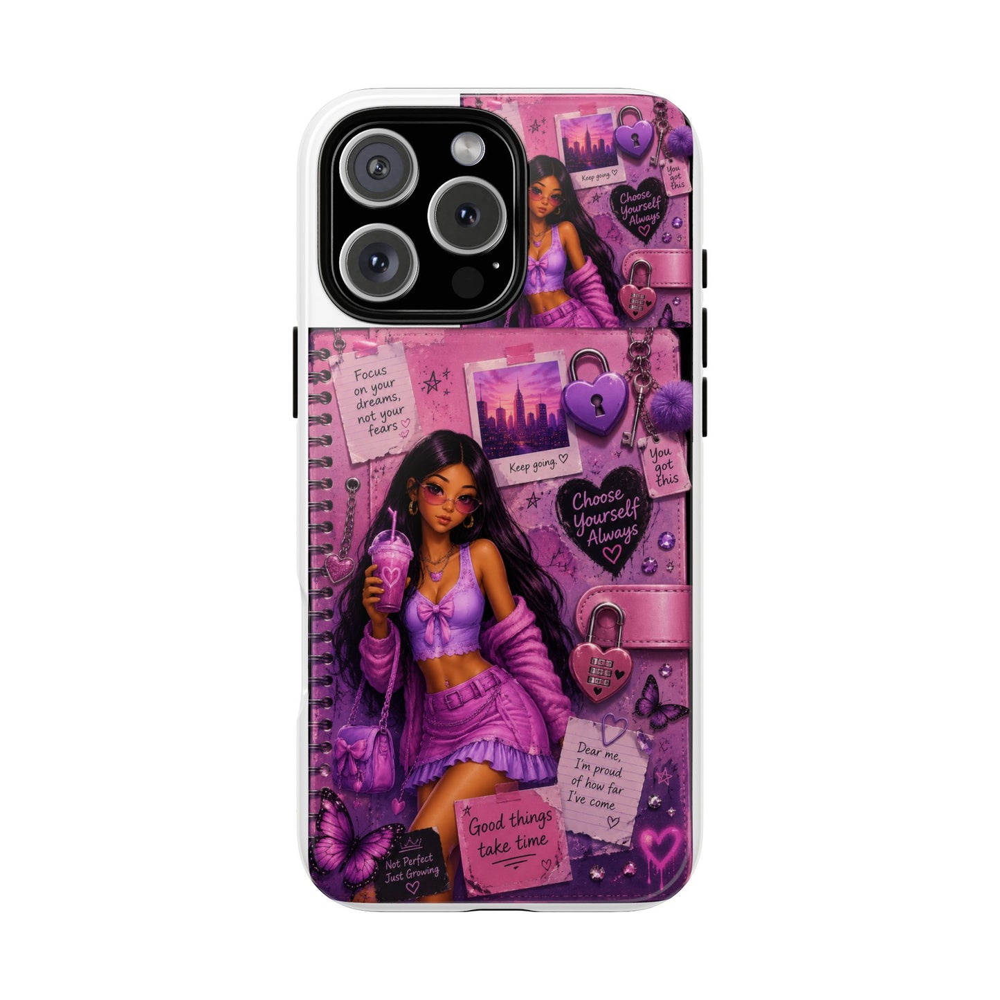 Purple Aesthetic Phone Case — Girl Collage 'Choose Yourself' Design