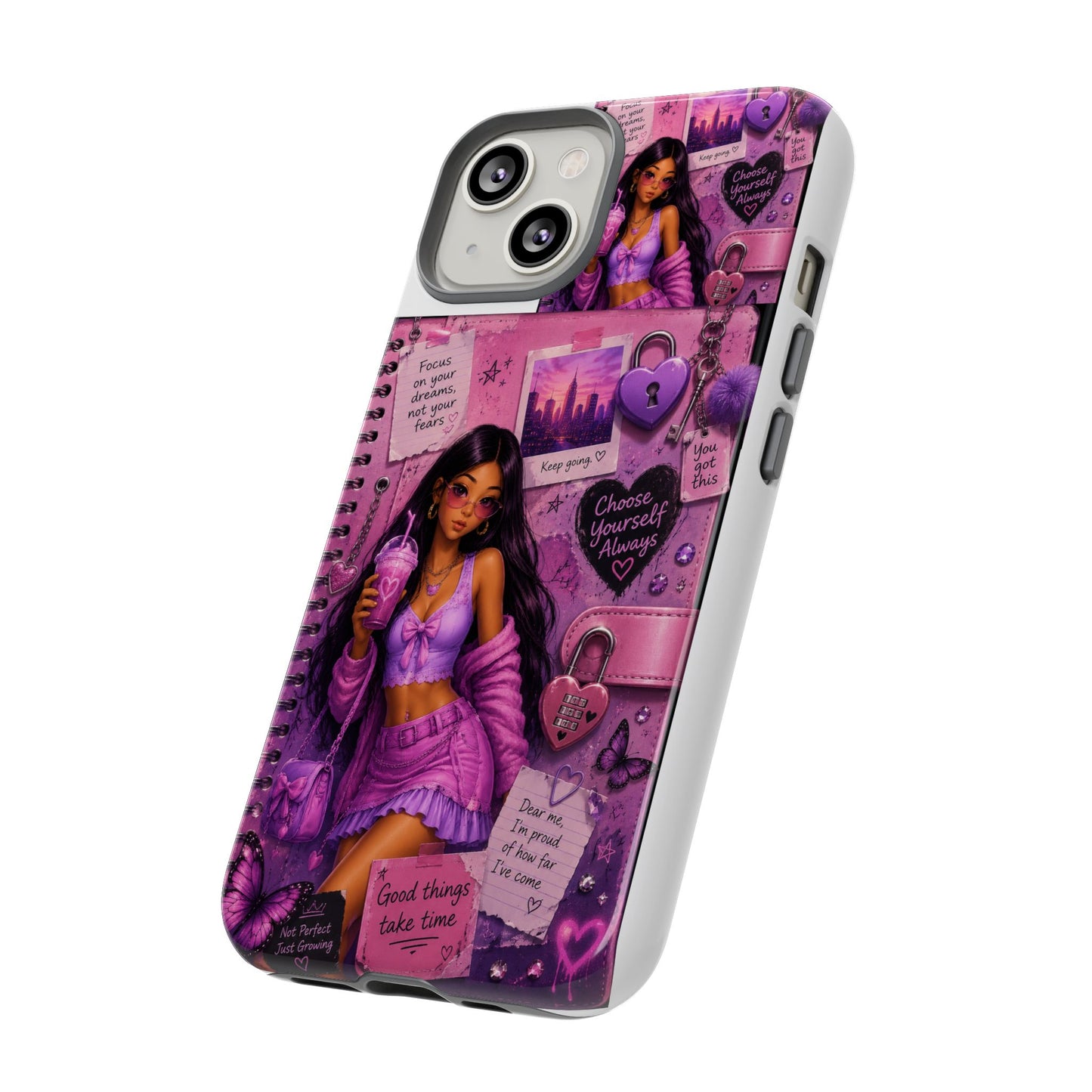Purple Aesthetic Phone Case — Girl Collage 'Choose Yourself' Design