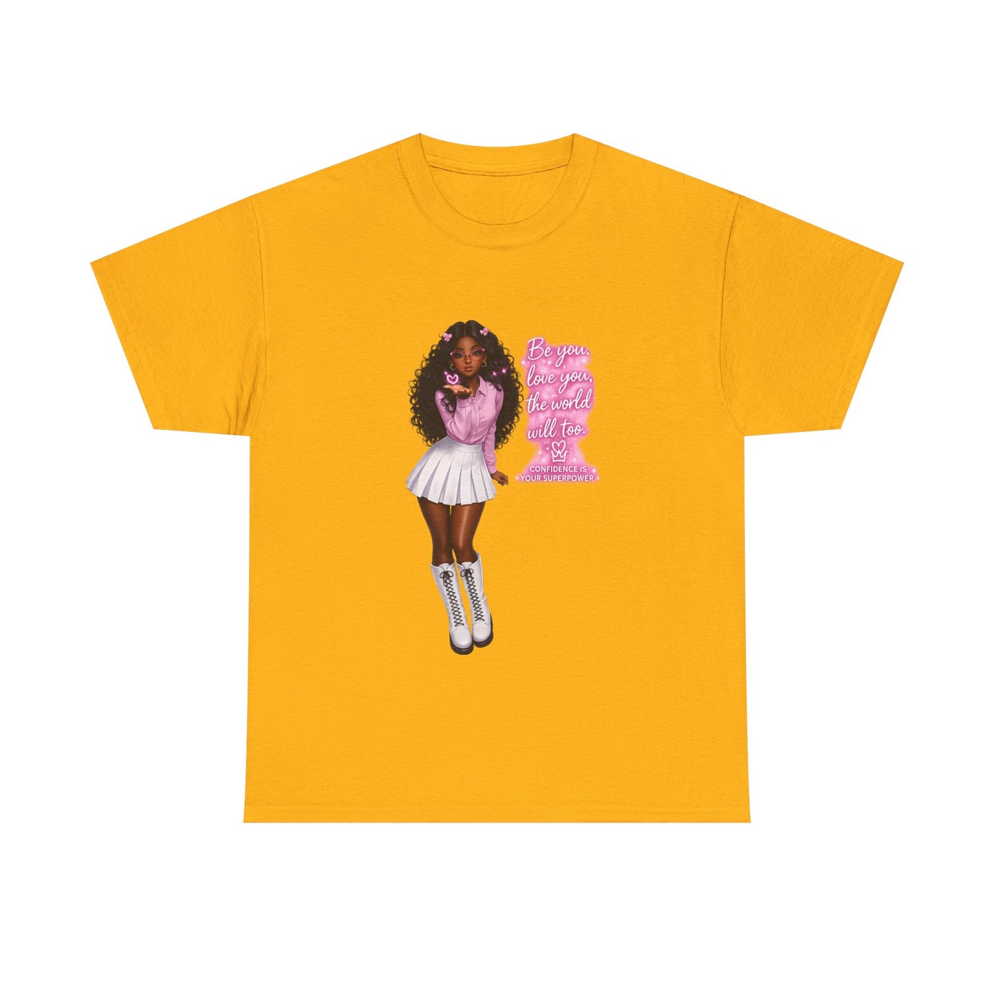 Afro Pink Cheerleader Tee – "Queen" Graphic Cotton T-Shirt