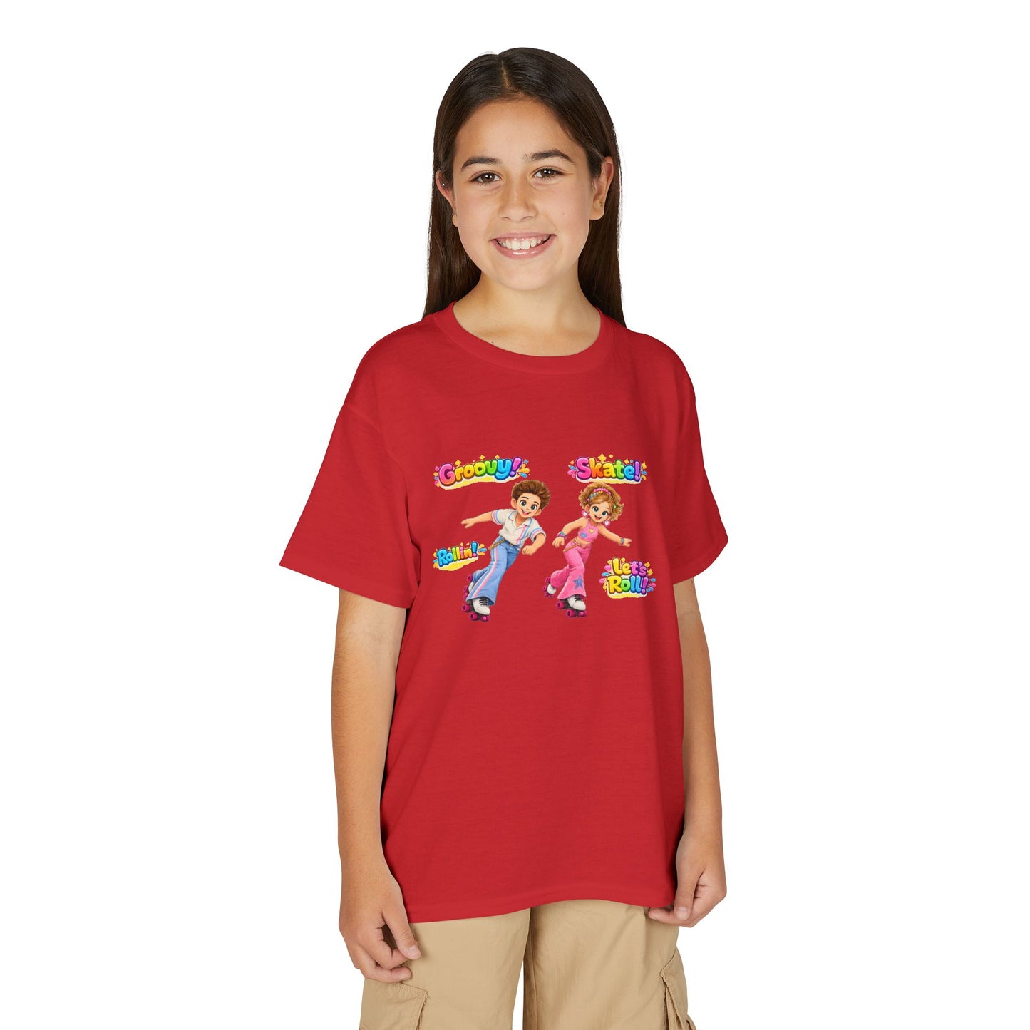 Youth Roller Skating T-Shirt — "Groovy! Skater!" Colorful Retro Kids Tee