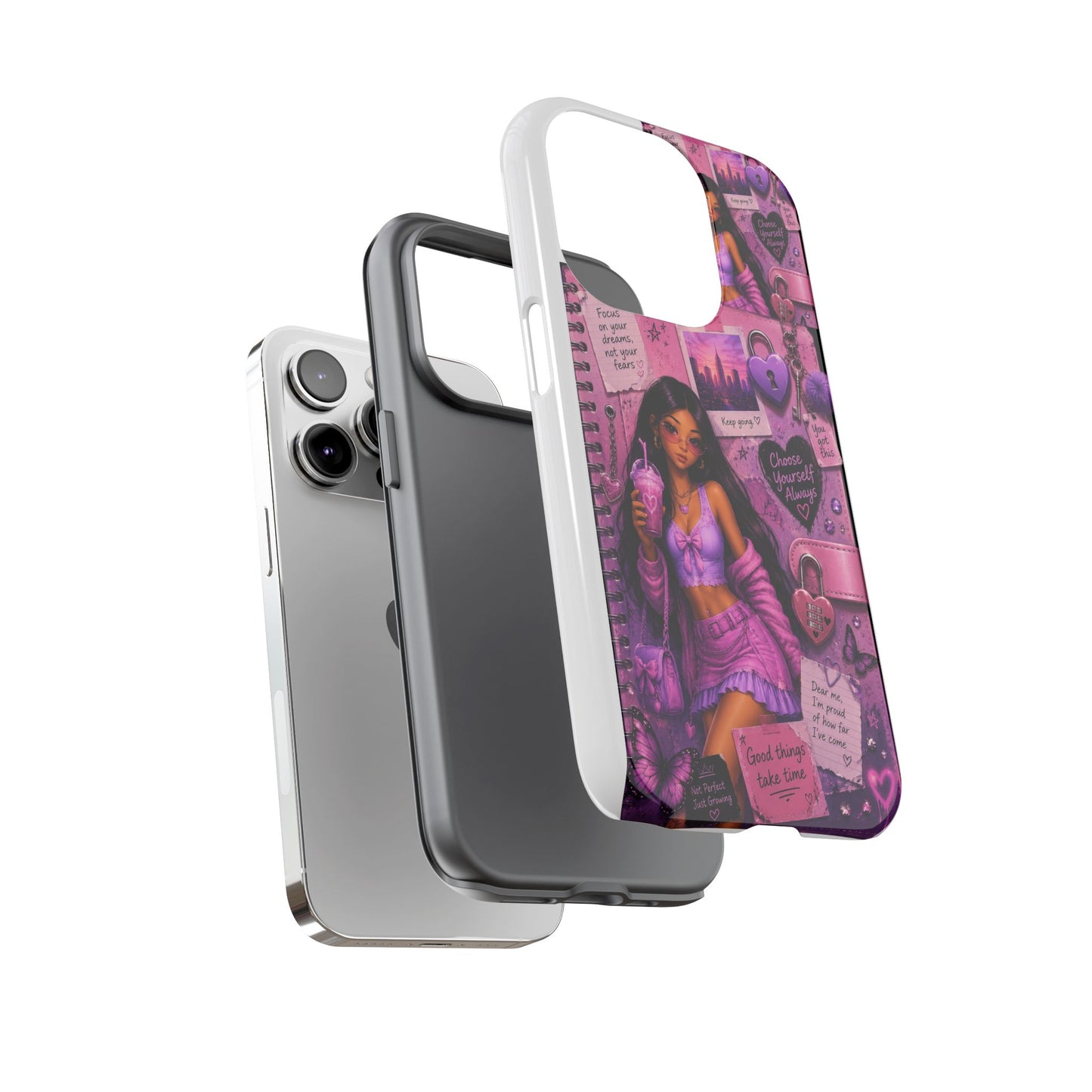 Purple Aesthetic Phone Case — Girl Collage 'Choose Yourself' Design