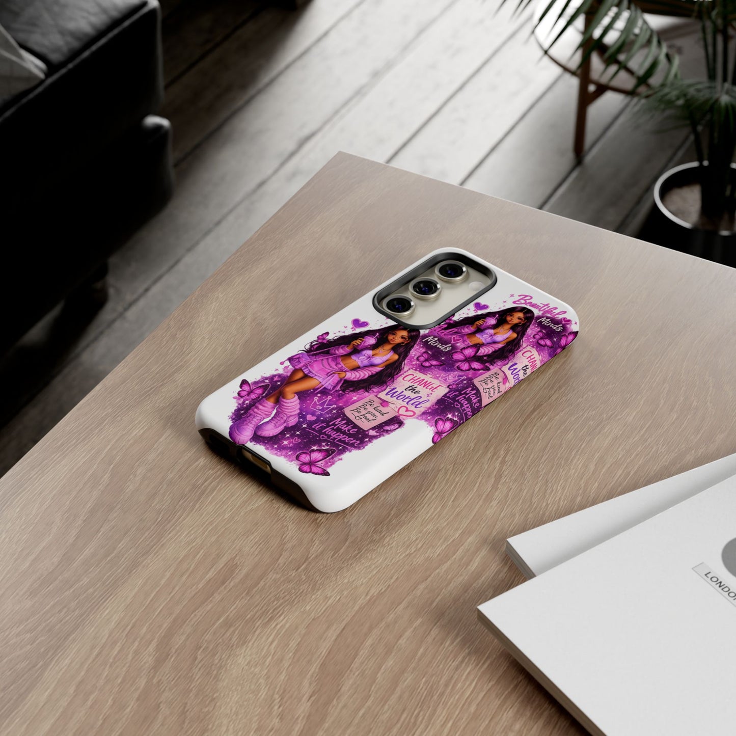 Empowered Girl Phone Case — Pink Butterfly ‘Change the World’ Design