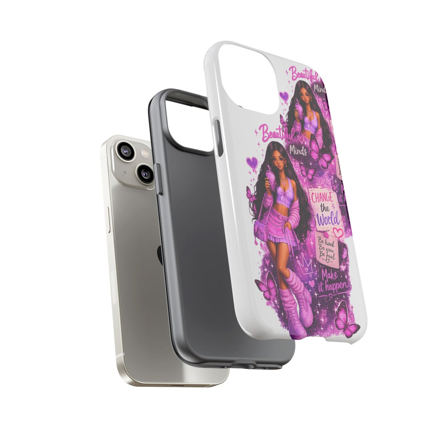 Empowered Girl Phone Case — Pink Butterfly ‘Change the World’ Design