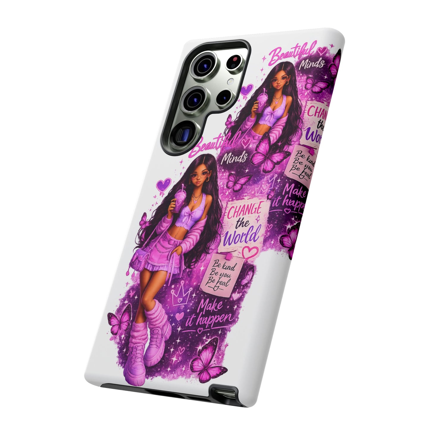 Empowered Girl Phone Case — Pink Butterfly ‘Change the World’ Design