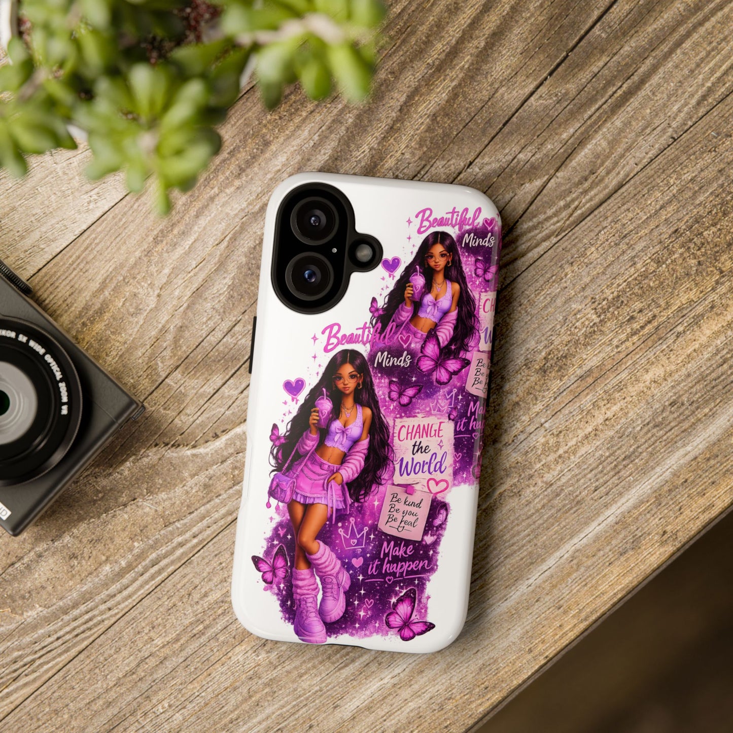 Empowered Girl Phone Case — Pink Butterfly ‘Change the World’ Design