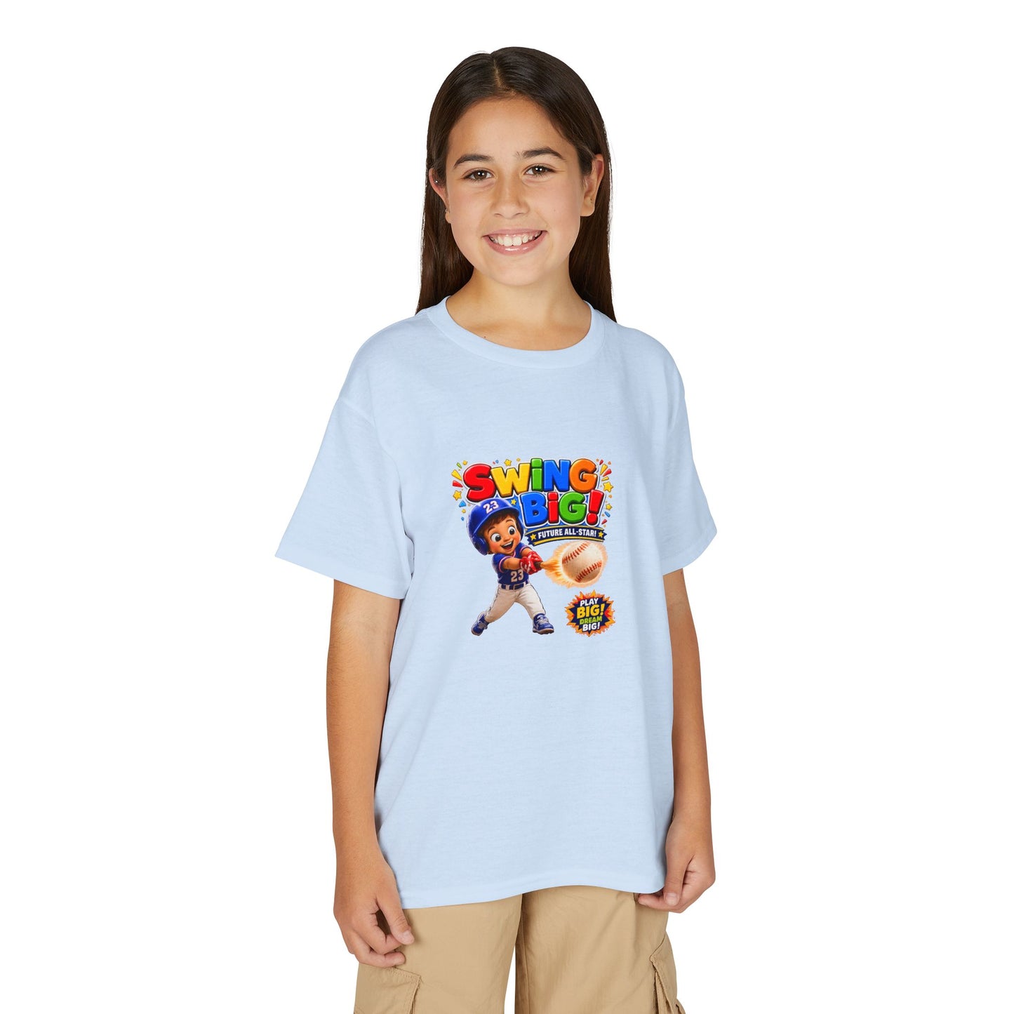 Youth T-Shirt - "SWING BIG!" Baseball Design | Kids Sports Tee