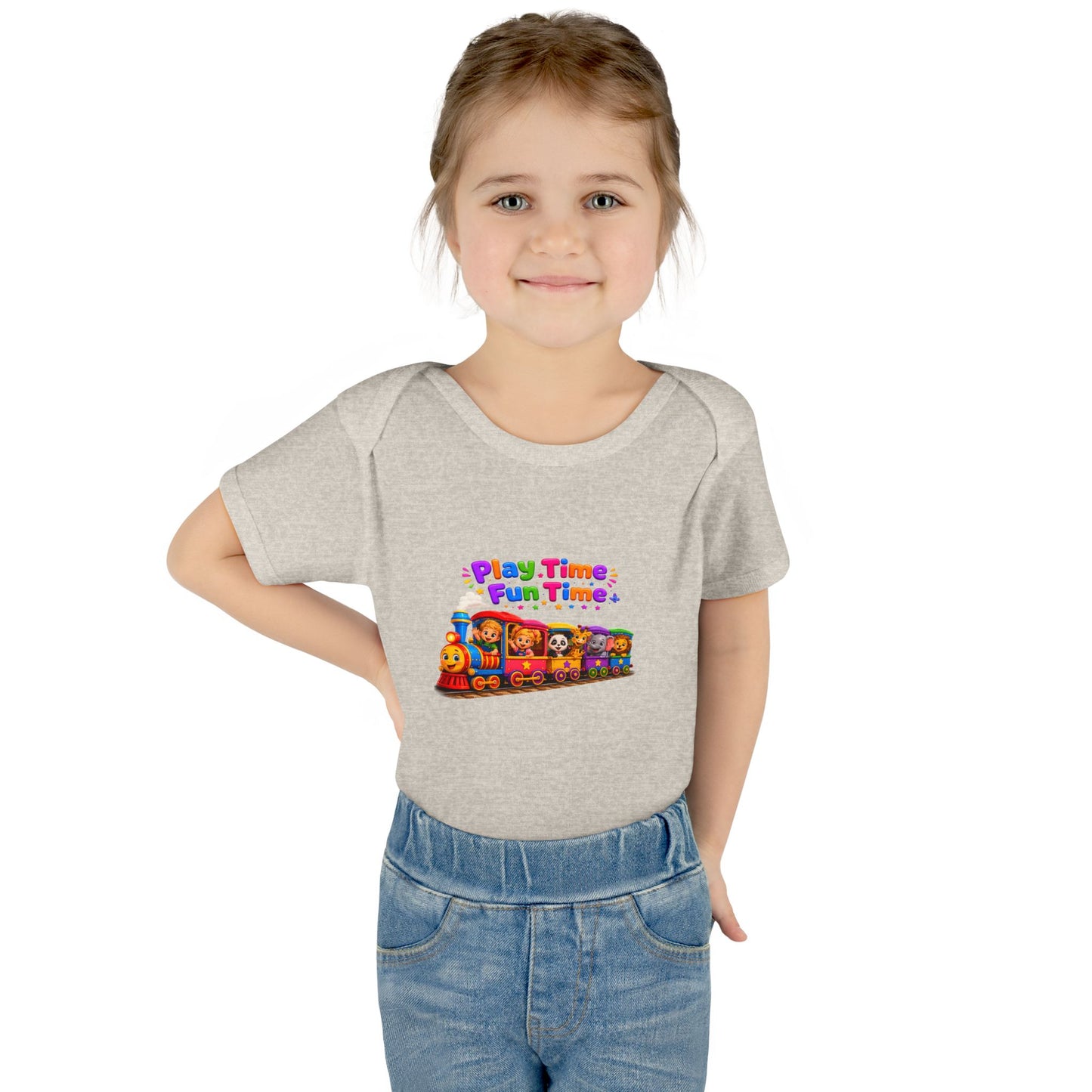 Play Time Fun Time Baby Bodysuit — Colorful Train Infant Onesie