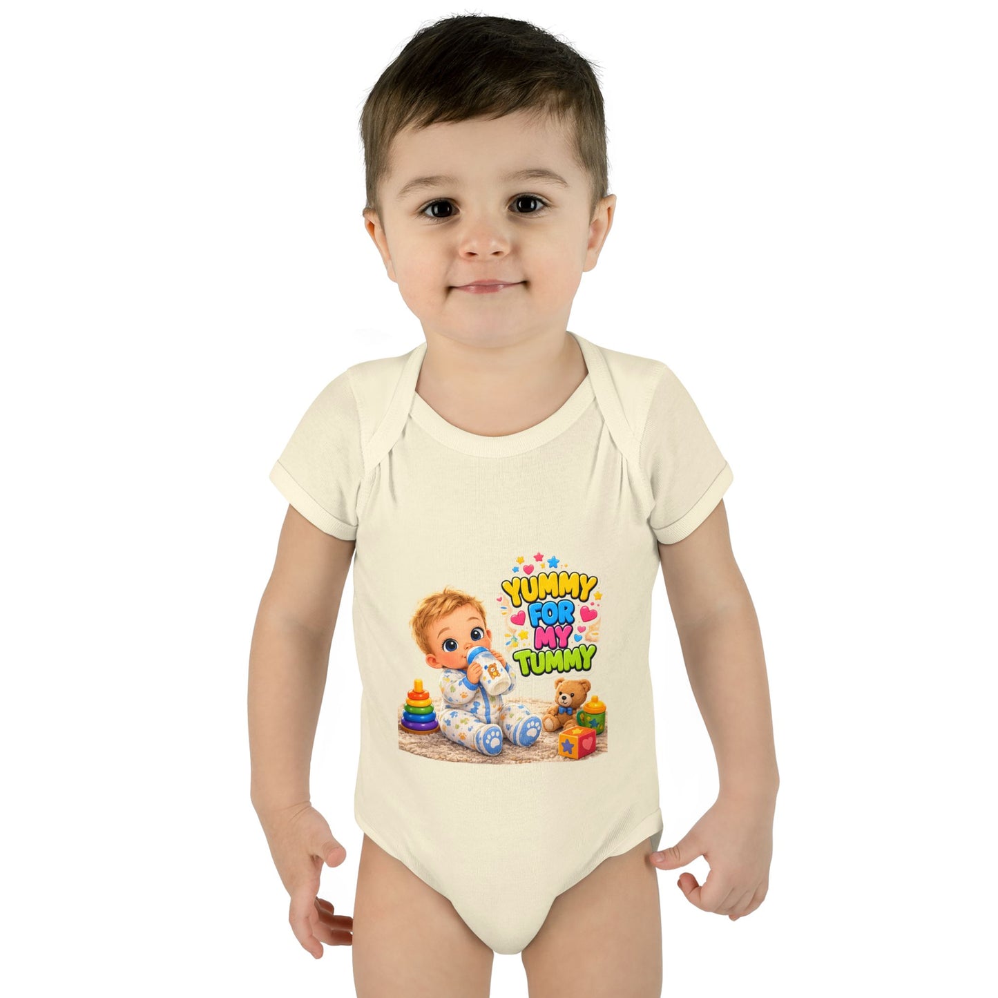 Yummy for My Tummy Baby Bodysuit — Cute Infant Feeding Onesie
